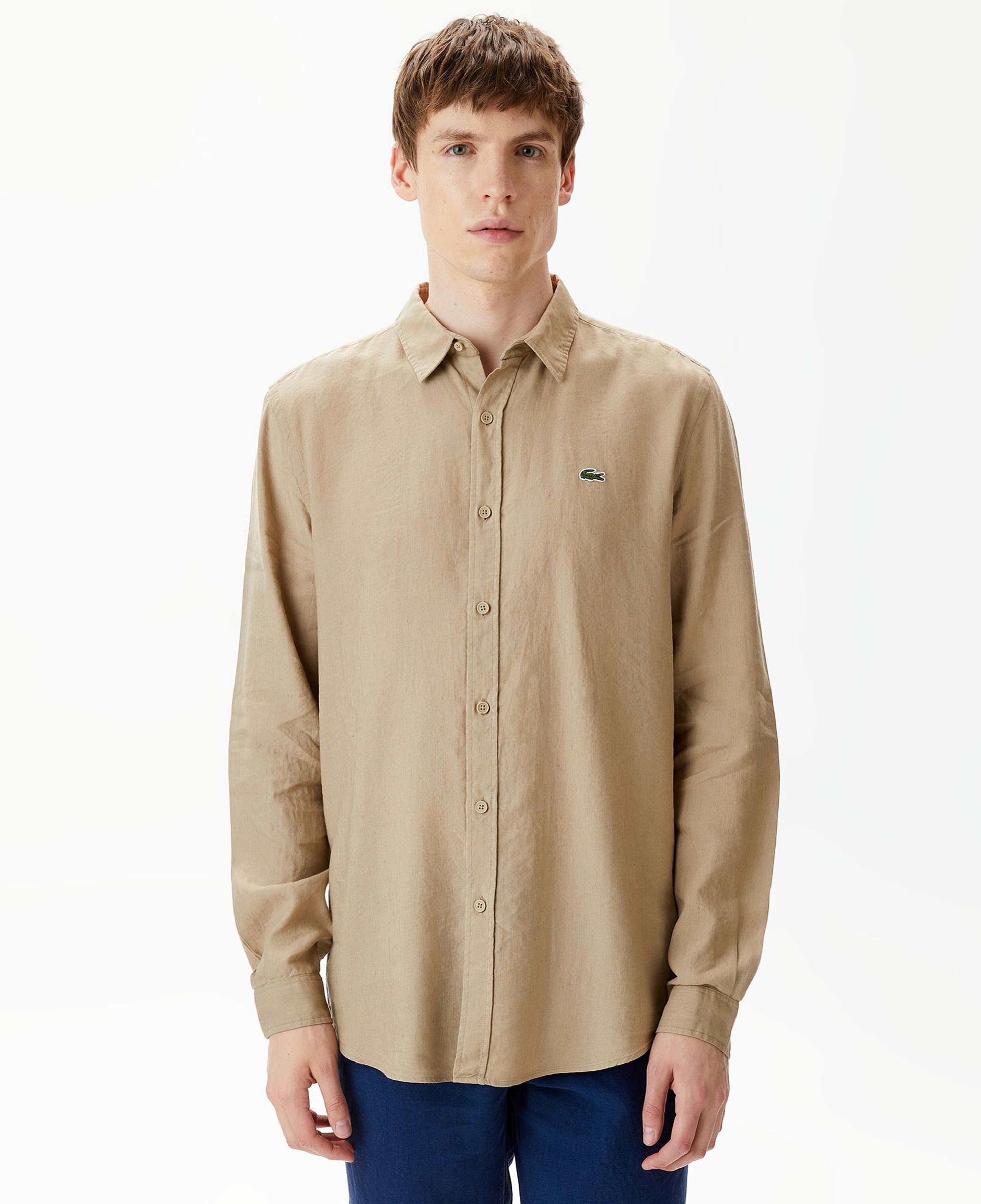 Lacoste Erkek Regular Fit Keten Bej Gömlek
