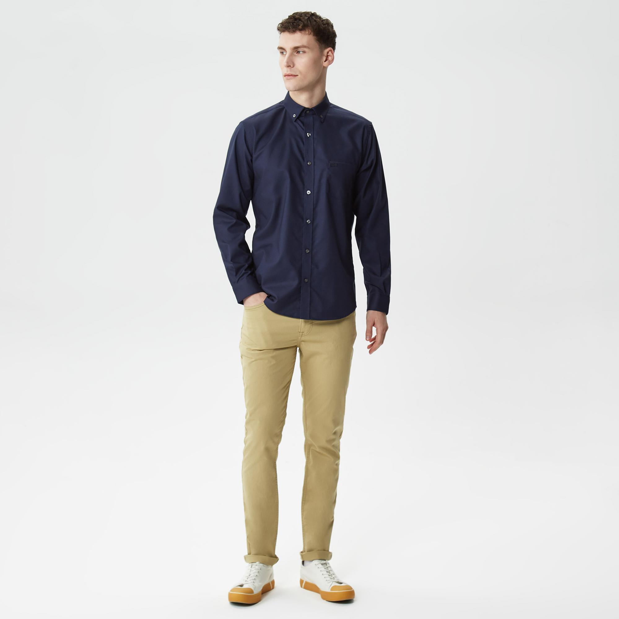 Lacoste Erkek Regular Fit Düğmeli Yaka Lacivert Gömlek