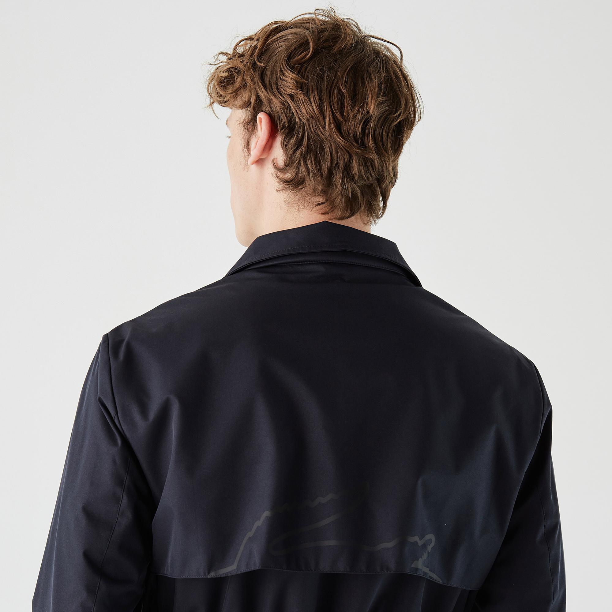 Lacoste Erkek Regular Fit Kapüşonlu Baskılı Lacivert Yağmurluk