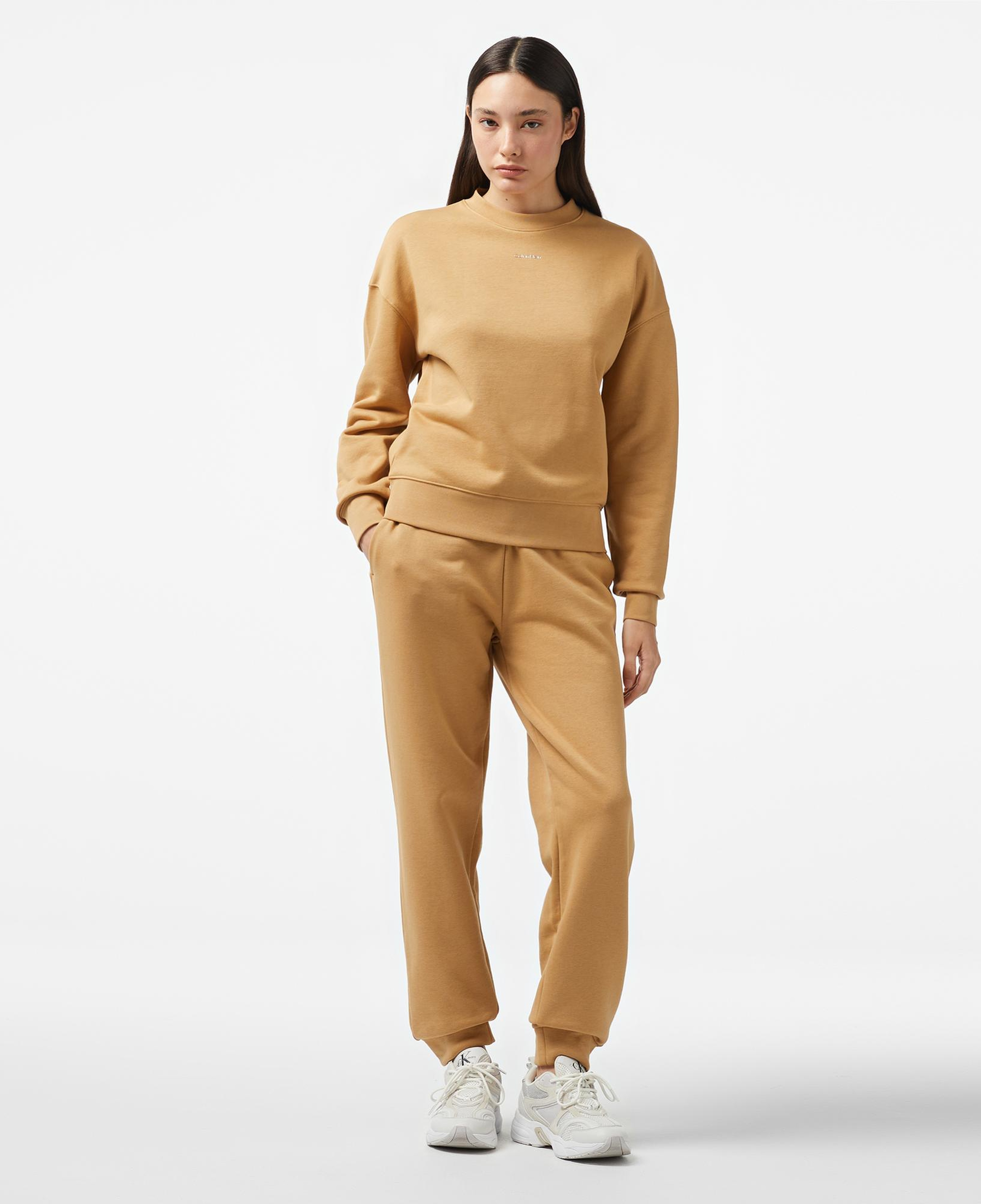 Calvin Klein Nano Logo Relaxed Kadın Kahverengi Eşofman Altı