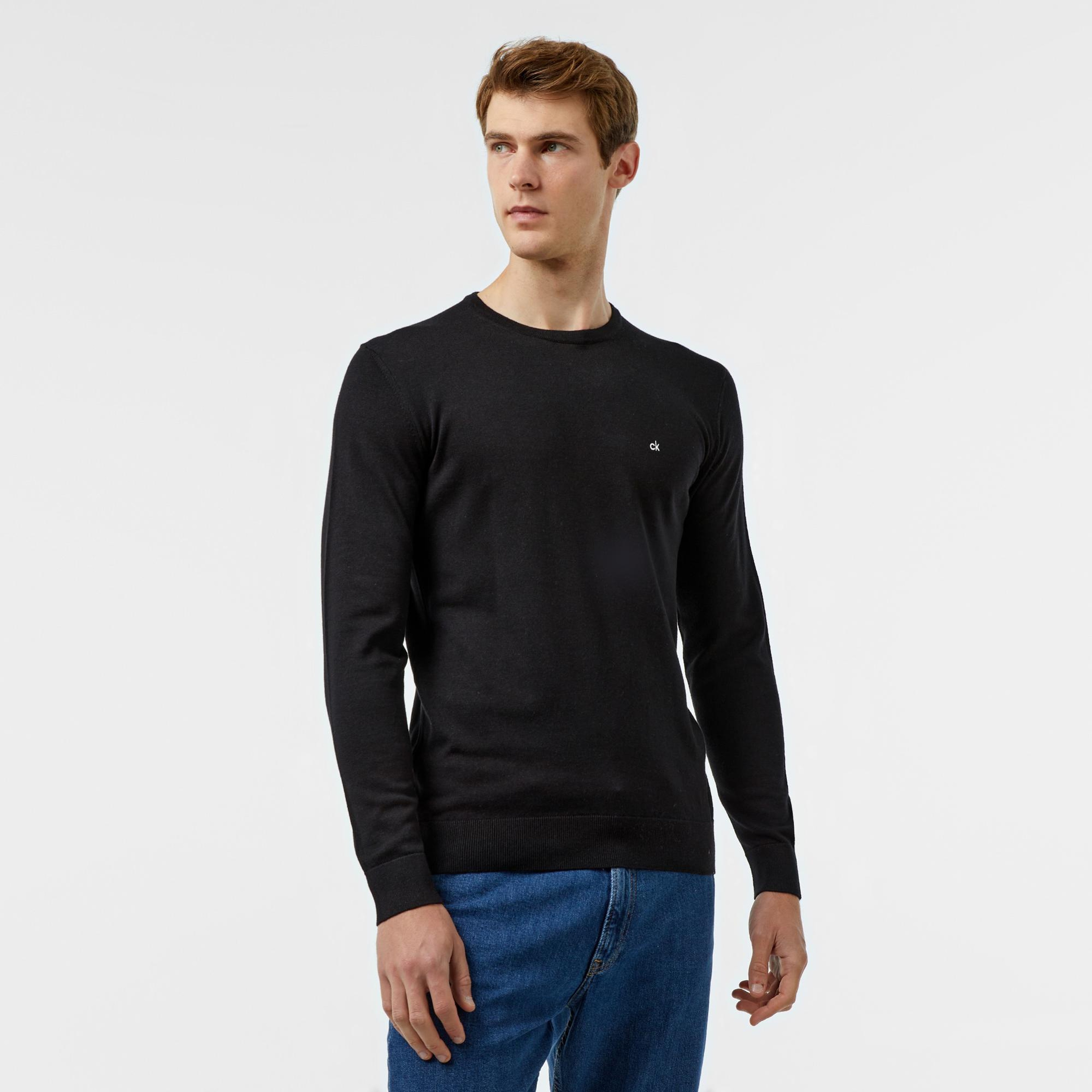 Calvin Klein Cotton Silk Blend Erkek Siyah Kazak