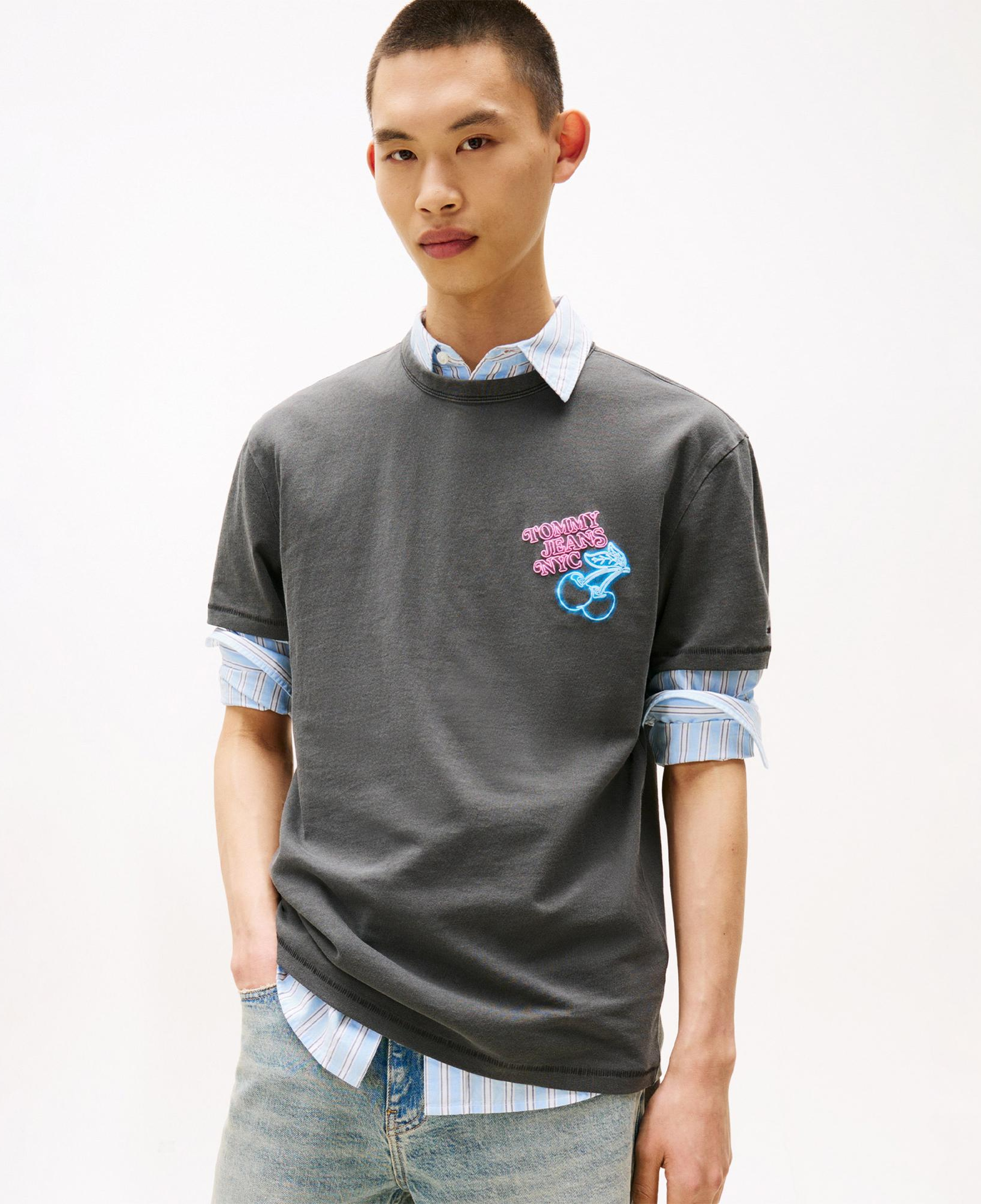 Tommy Hilfiger Back Graphic Crew Neck Erkek Gri T-Shirt