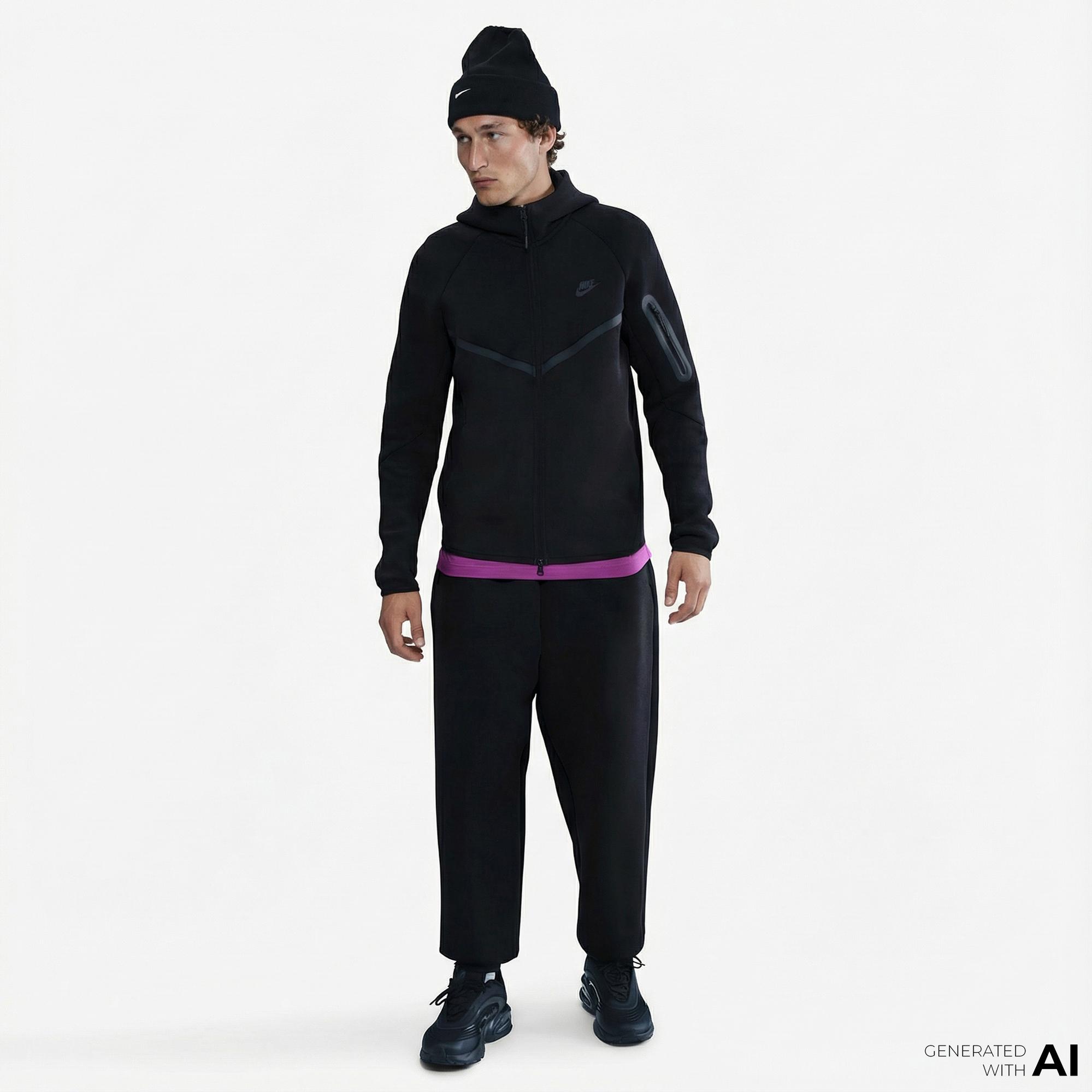 Nike Tech Fleece Erkek Siyah Kapüşonlu Hoodie