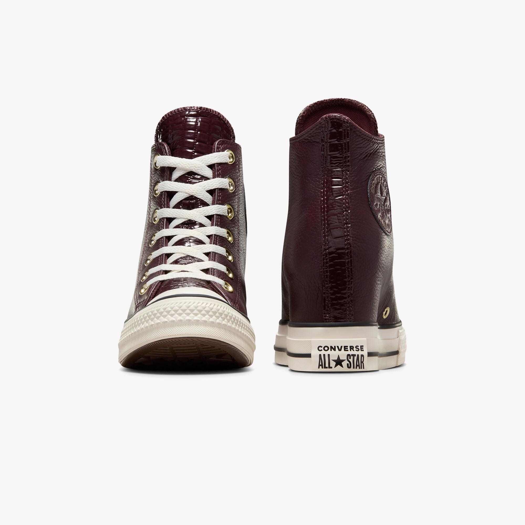 Converse Chuck Taylor All Star Wedge Unisex Bordo Deri Platform Sneaker