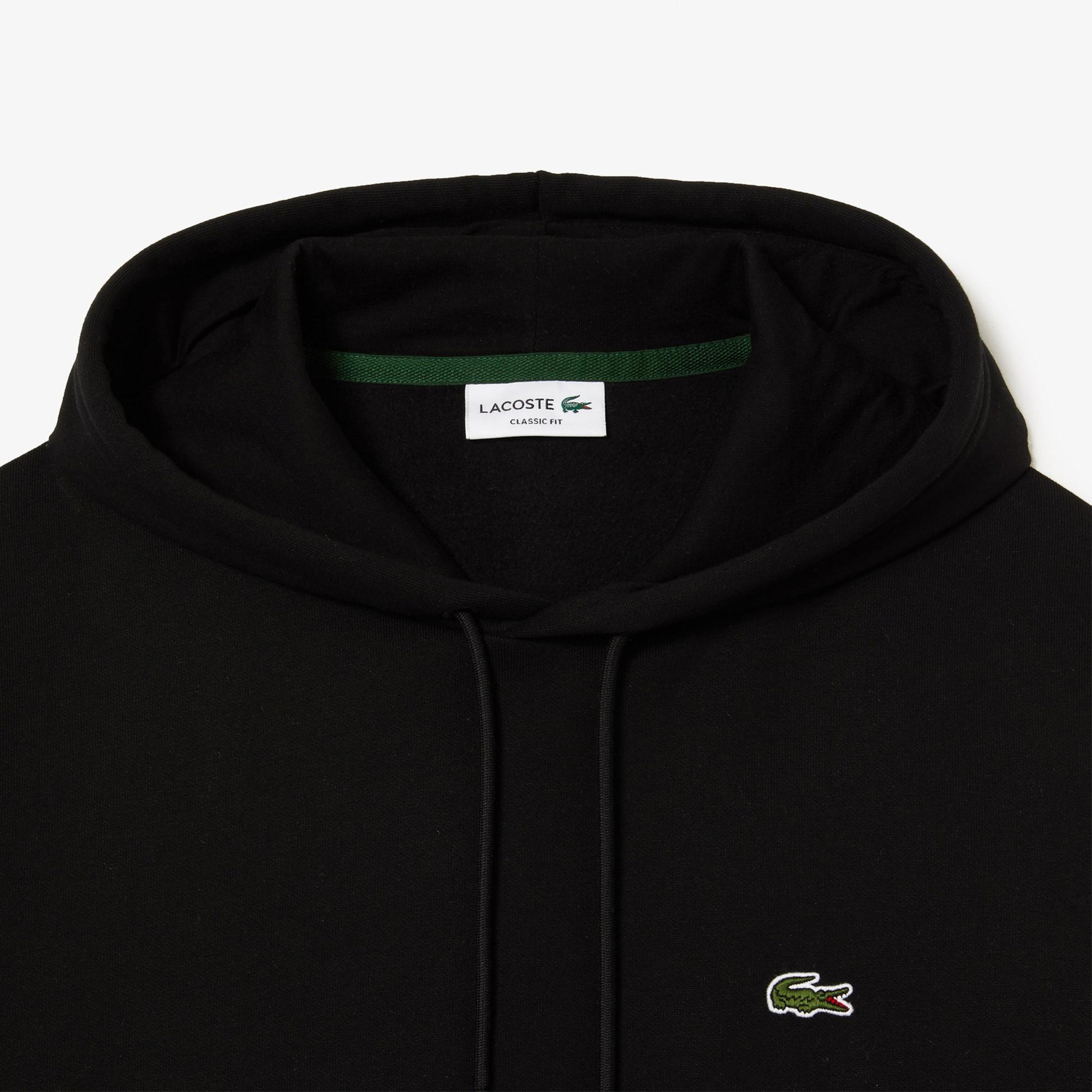 Lacoste Erkek Classic Fit Kapüşonlu Siyah Sweatshirt