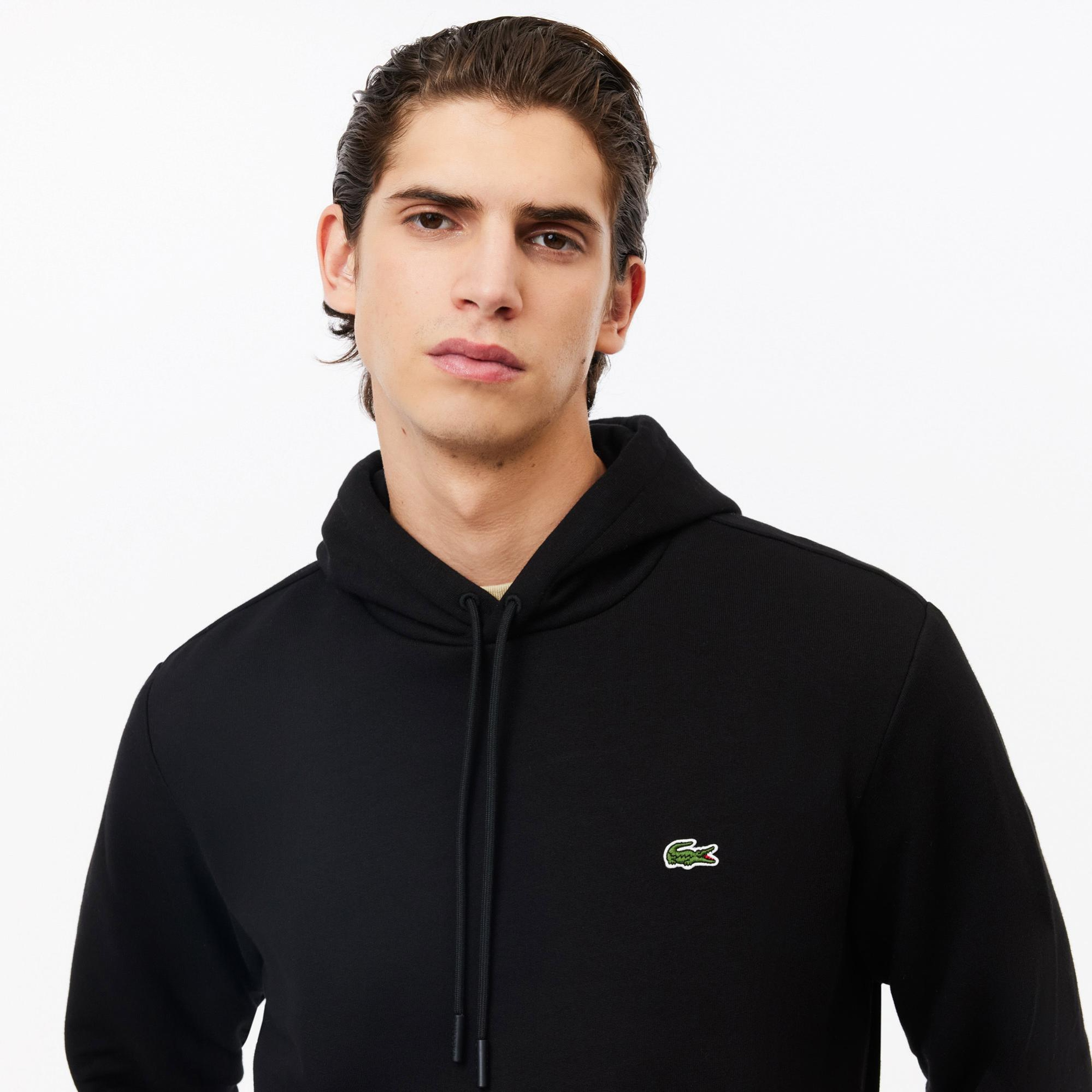 Lacoste Erkek Classic Fit Kapüşonlu Siyah Sweatshirt