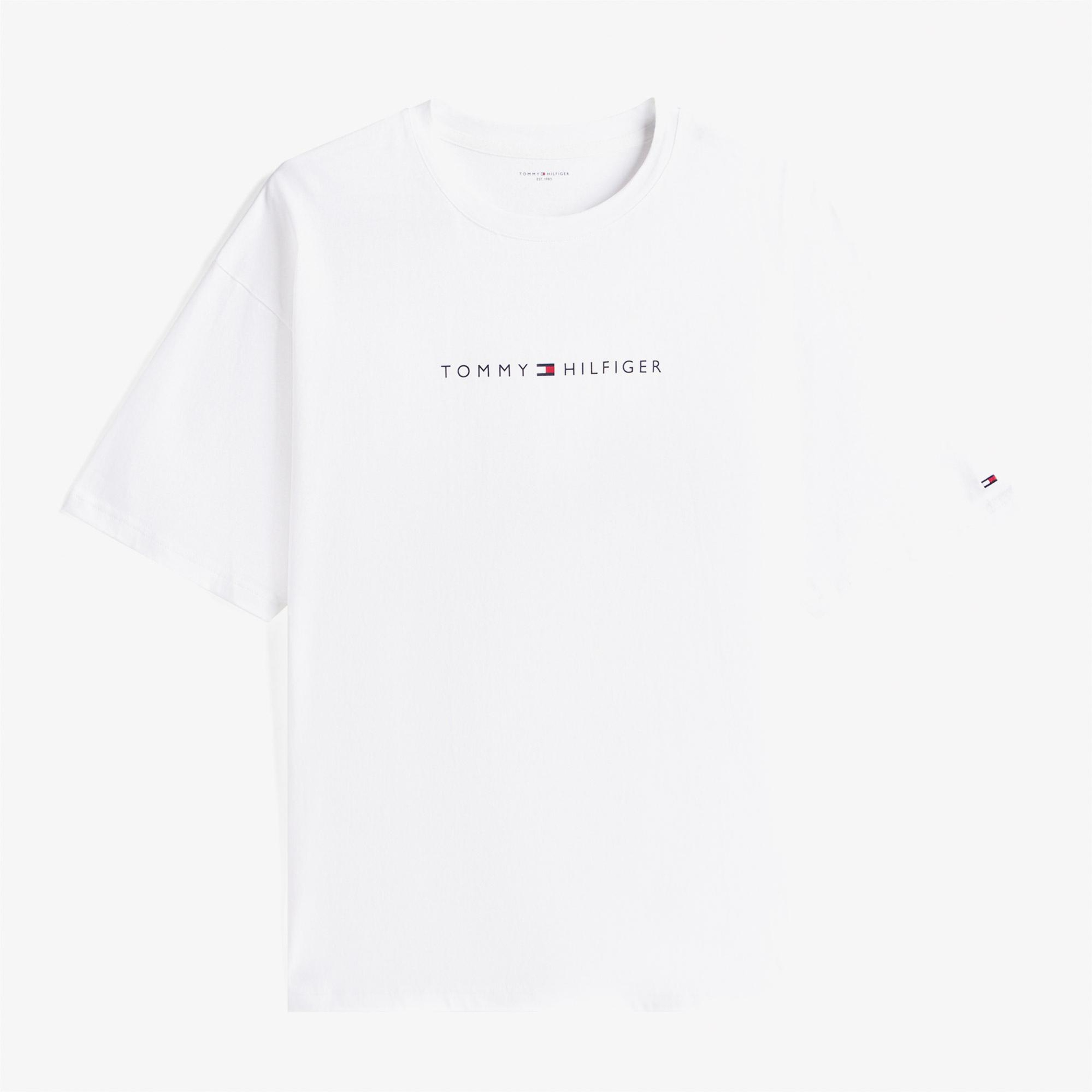 Tommy Hilfiger Logo Erkek Beyaz T-Shirt
