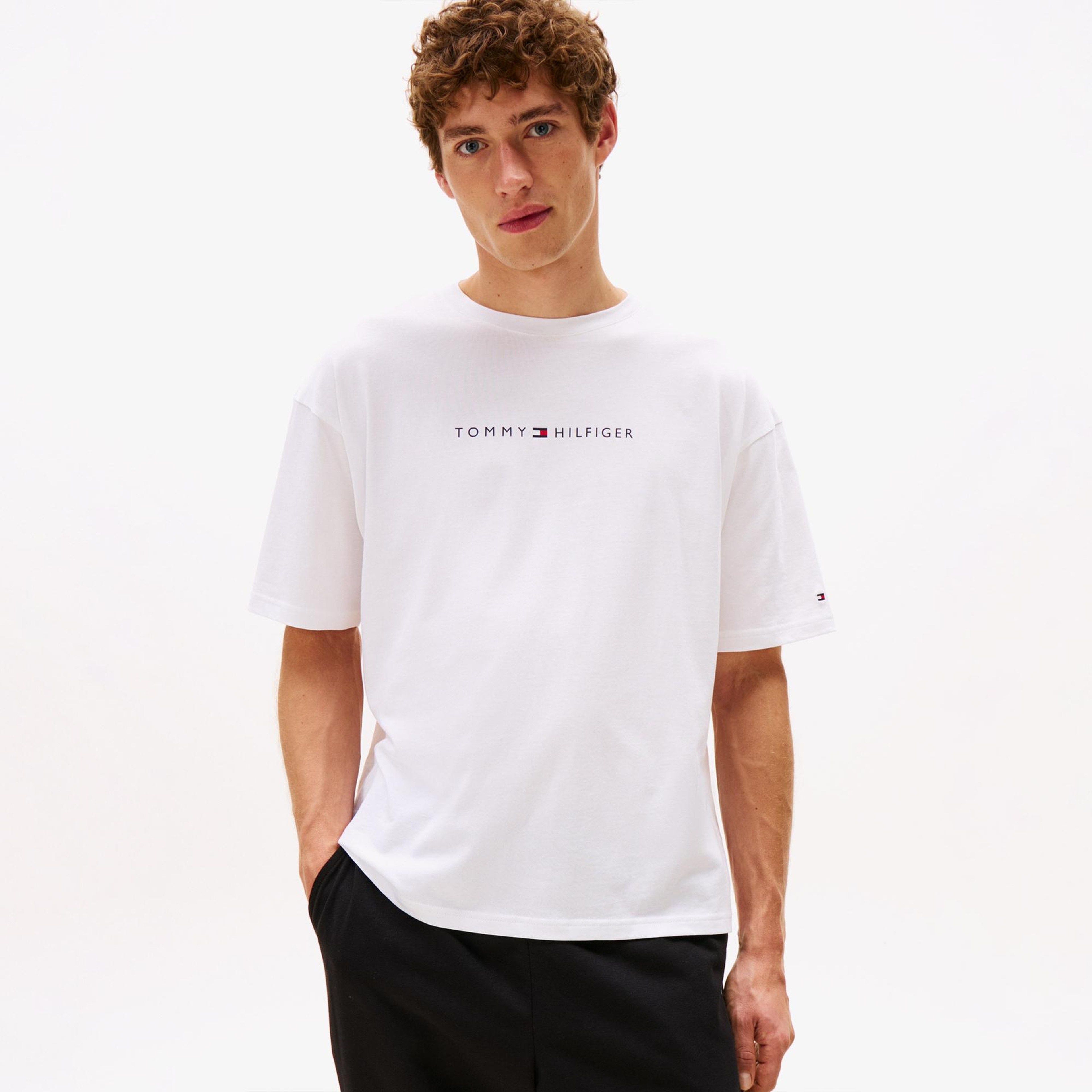 Tommy Hilfiger Logo Erkek Beyaz T-Shirt