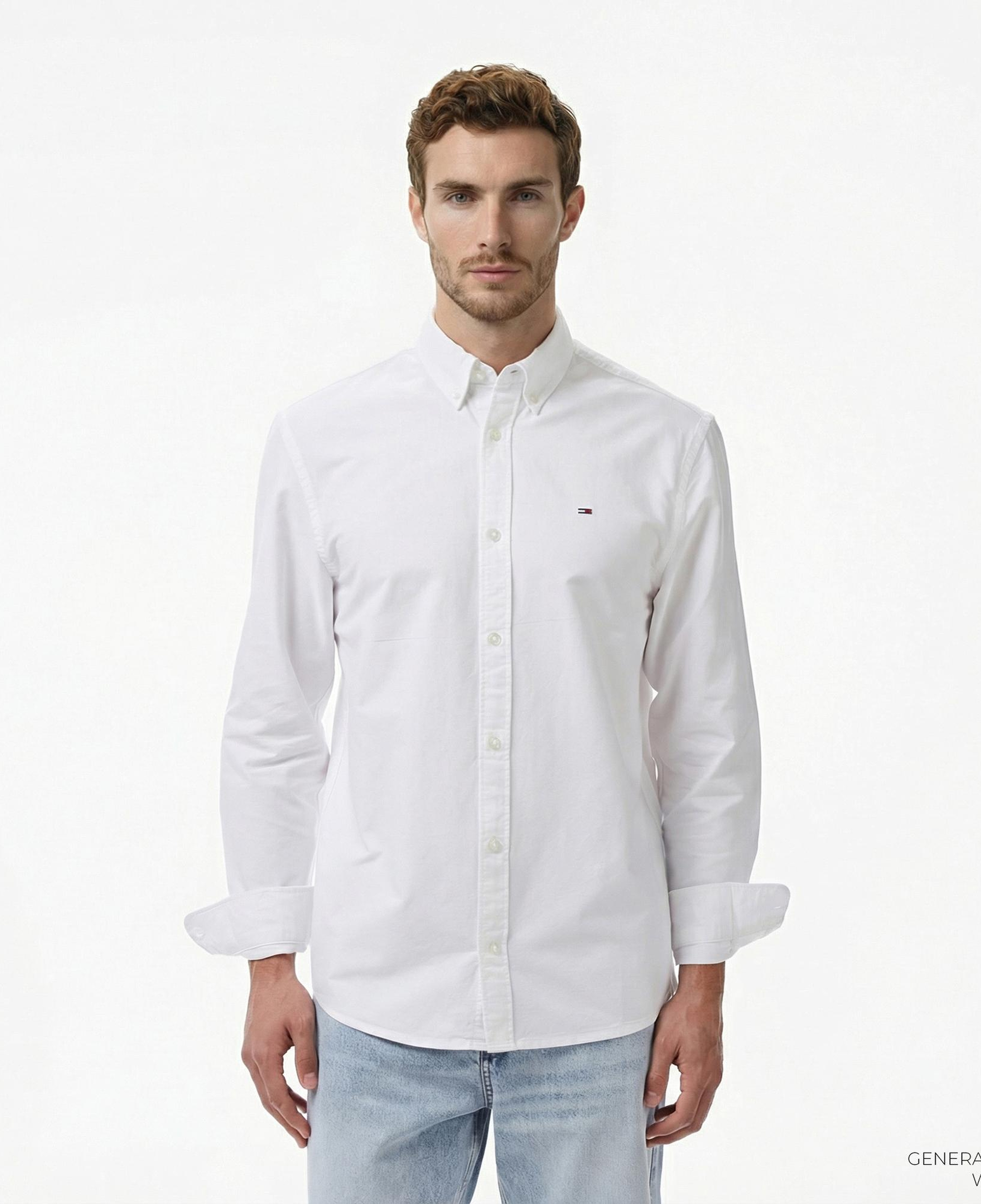 Tommy Hilfiger Oxford Erkek Beyaz Gömlek