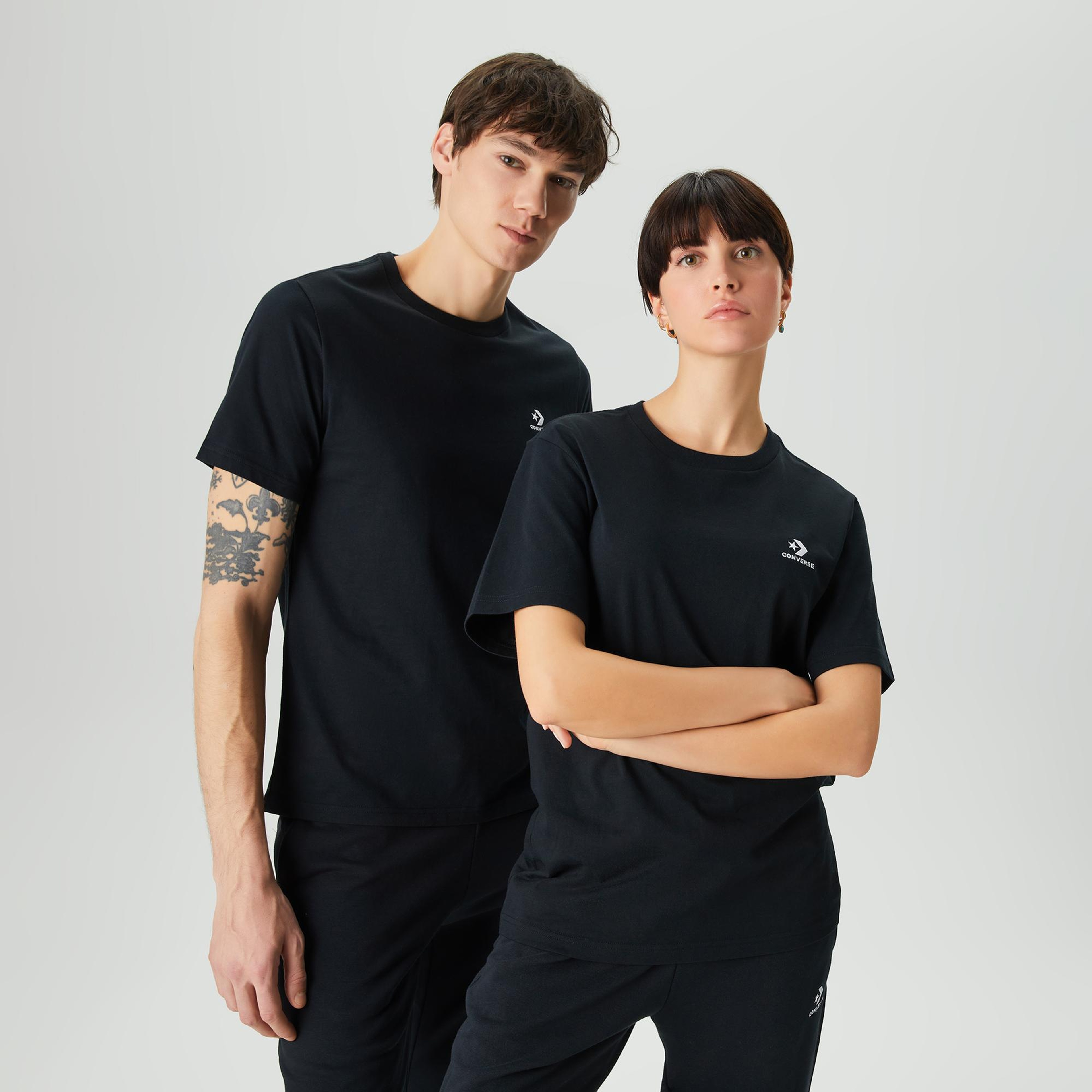 Converse Go-To Embroidered Star Chevron Unisex Siyah T-Shirt