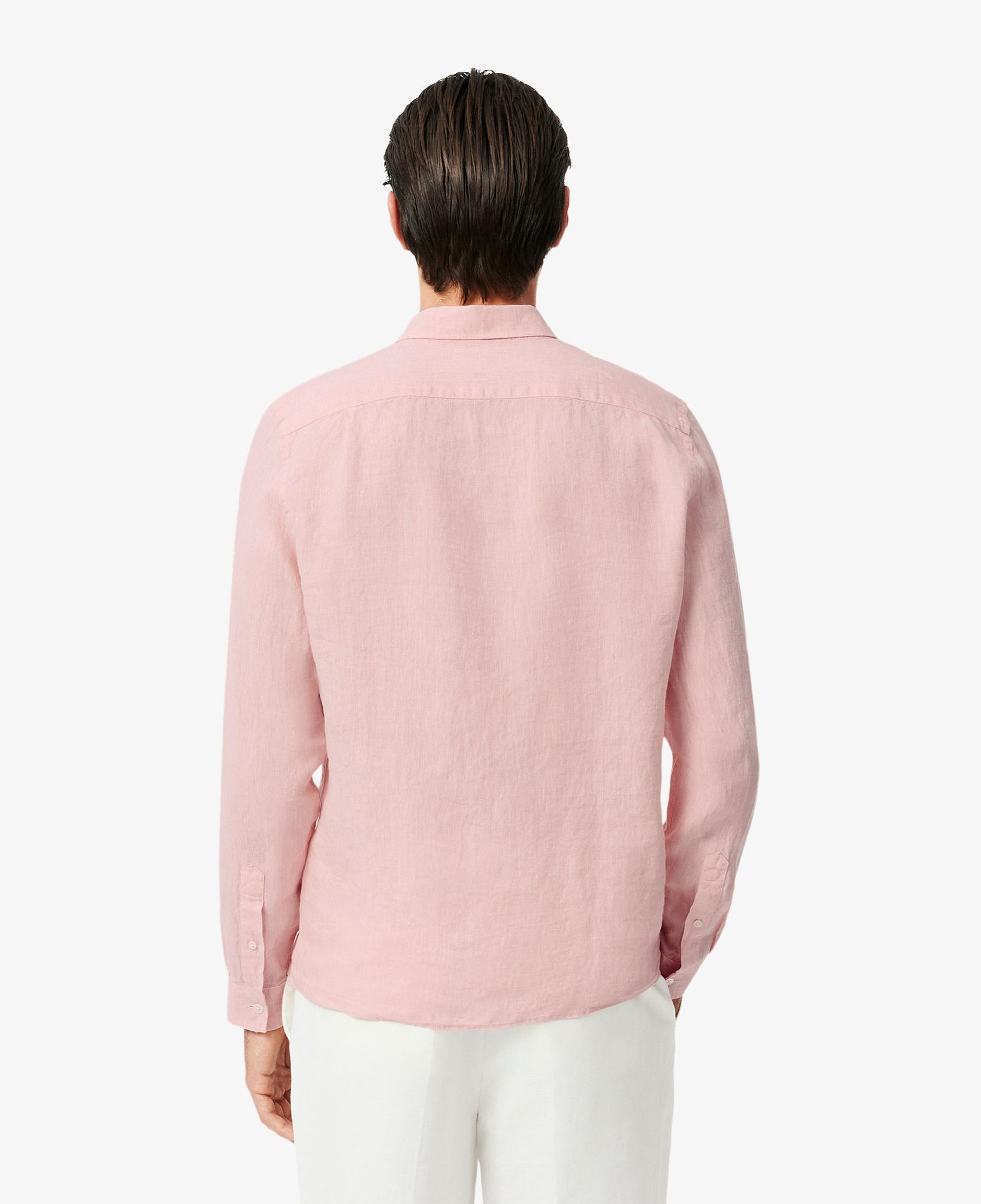 Lacoste Erkek Regular Fit Düğmeli Yaka Keten Açık Pembe Gömlek