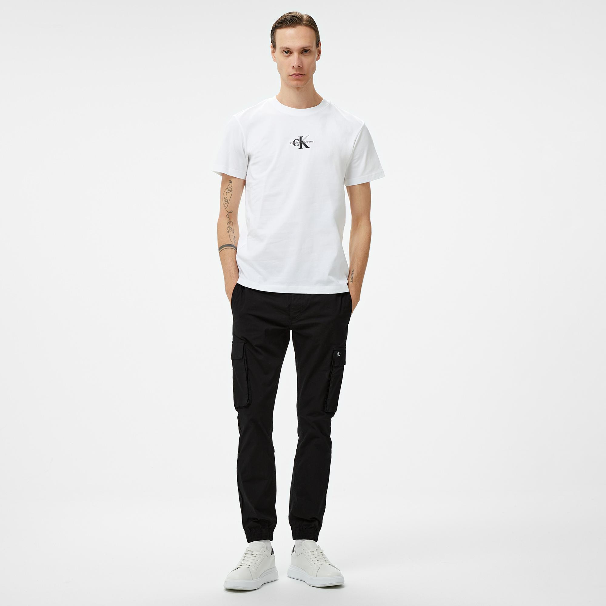 Calvin Klein Jeans Monologo Erkek Beyaz T-Shirt
