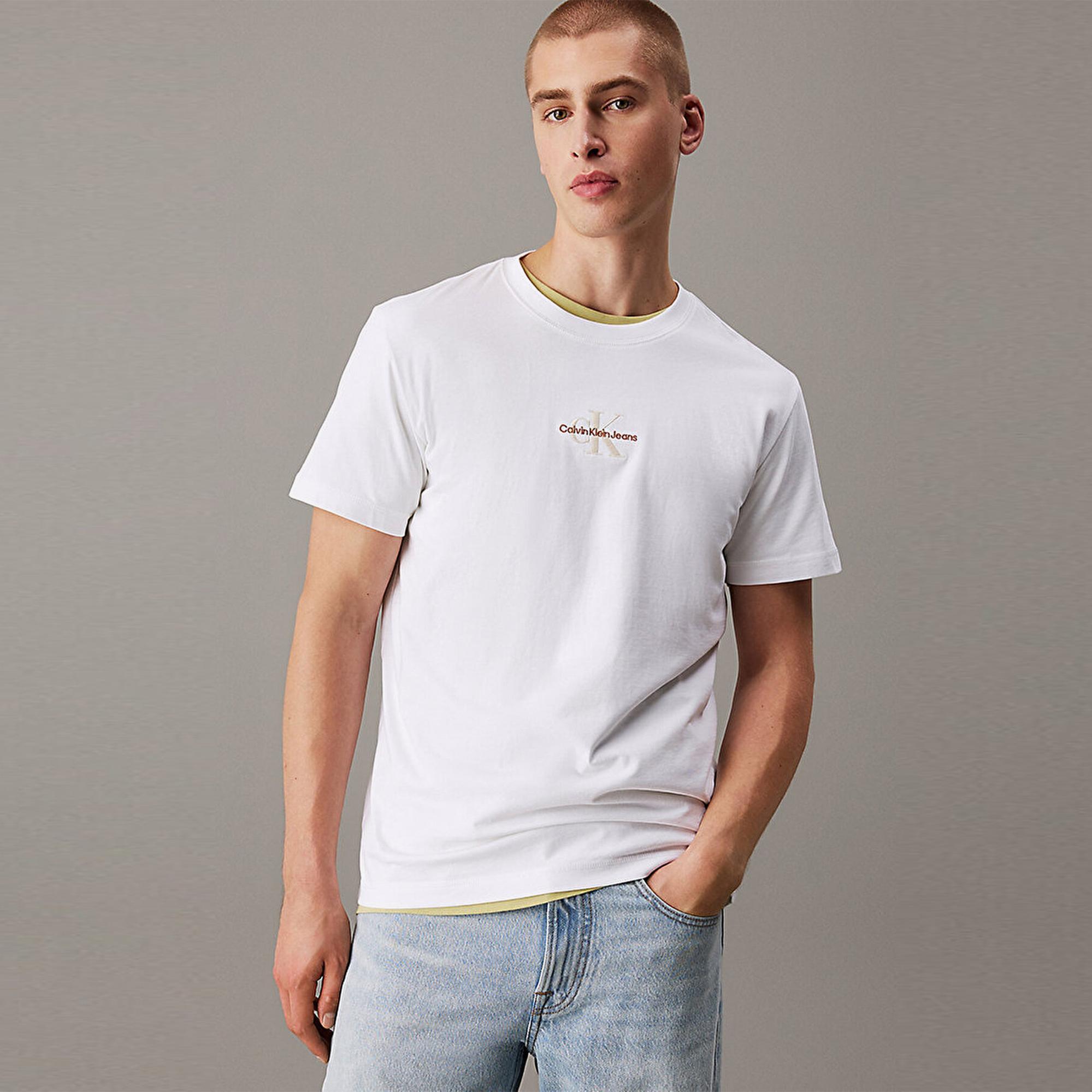 Calvin Klein Jeans Monologo Erkek Beyaz T-Shirt