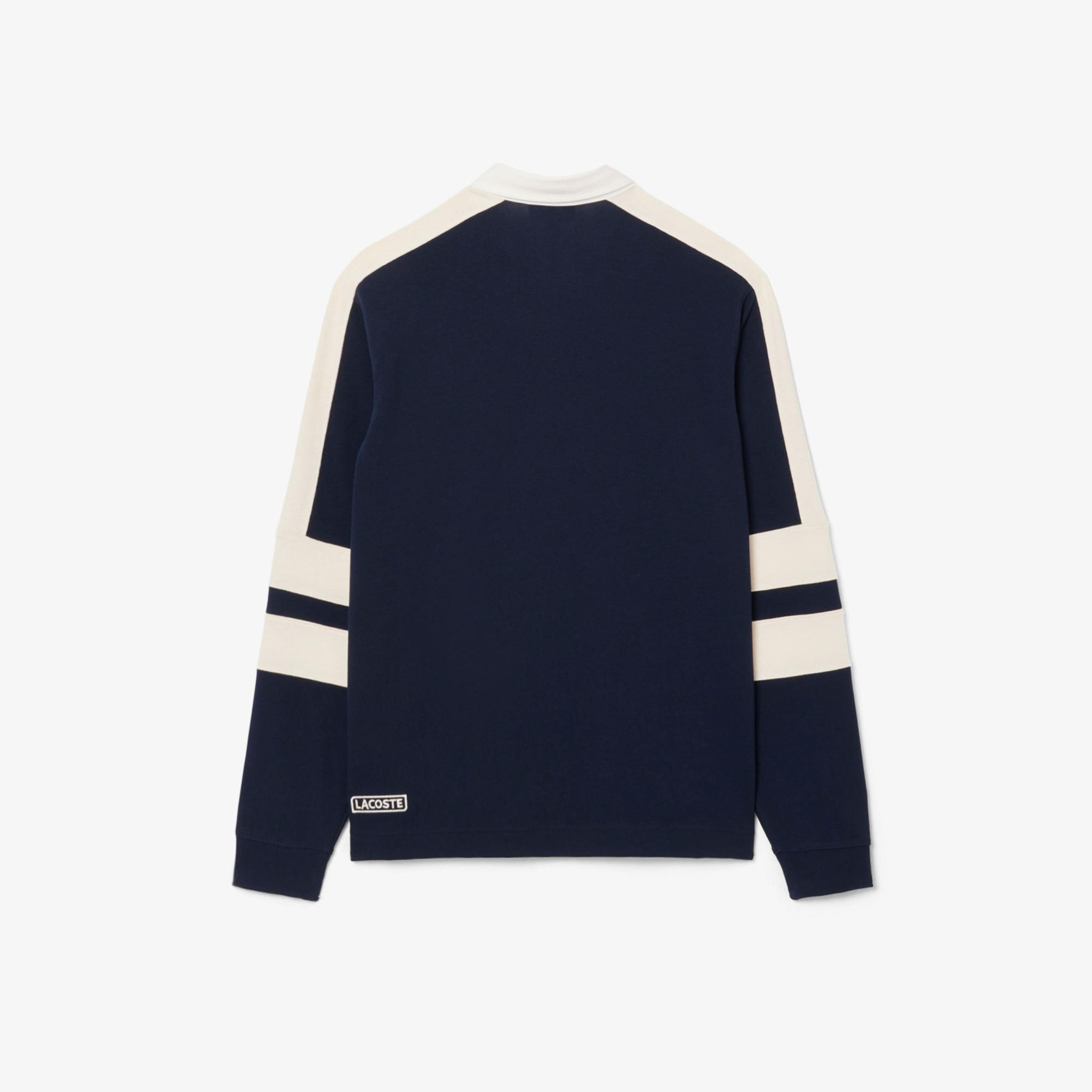 Lacoste Erkek Classic Fit Uzun Kollu Polo Yaka Renk Bloklu Lacivert Rugby Polo