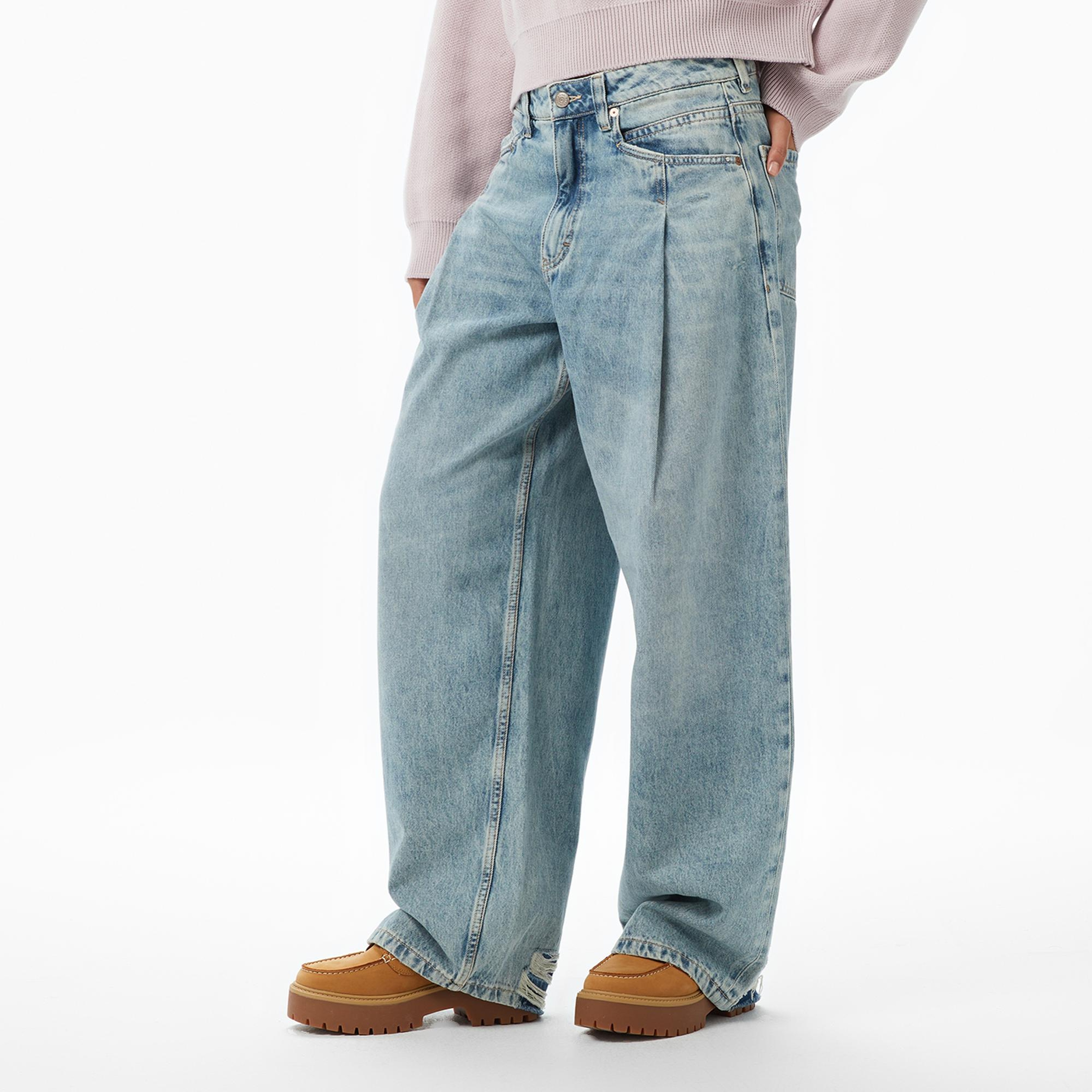 Boss Slouchy Pleated Kadın Mavi Jean