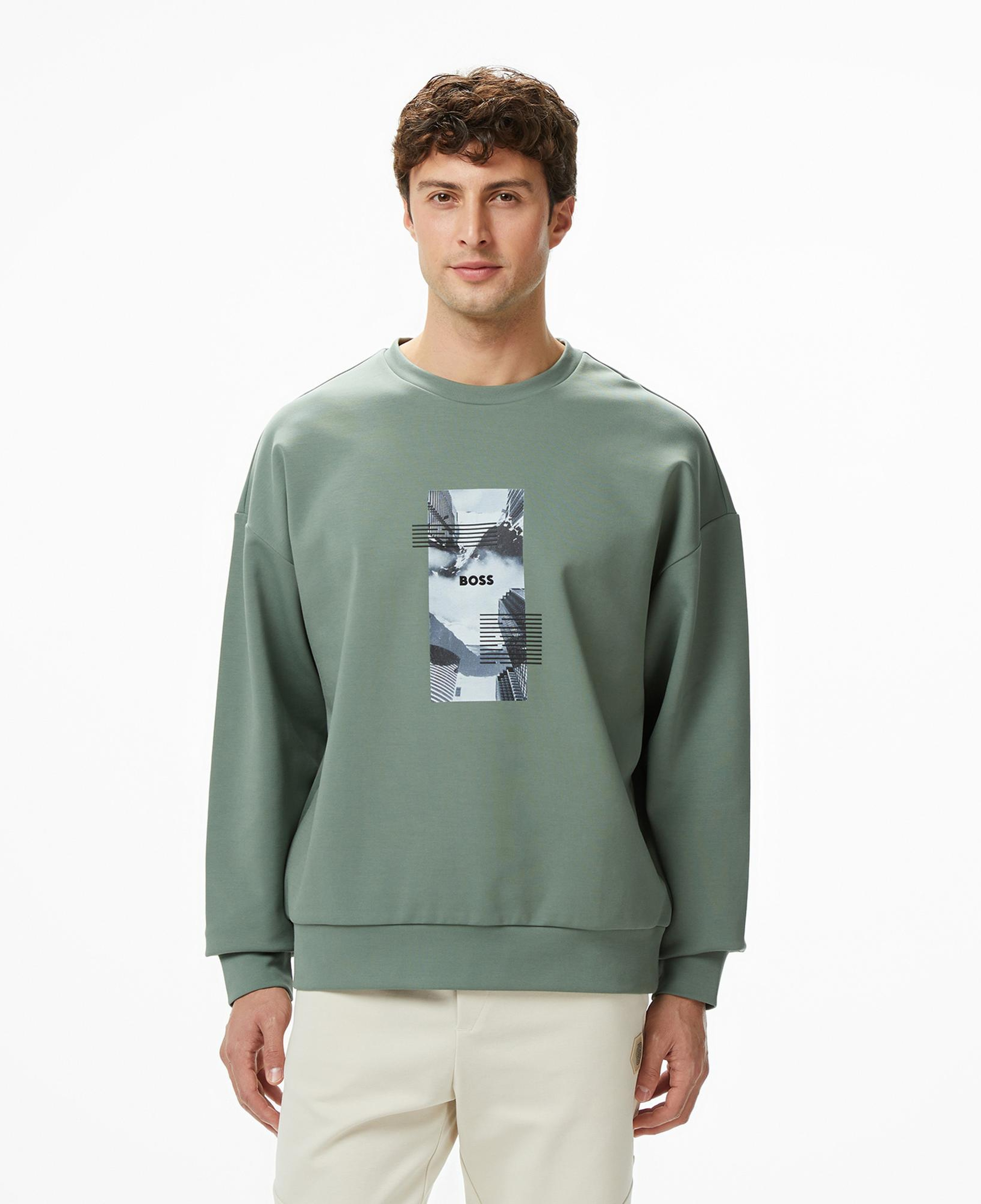 Boss Stenson Zone Erkek Yeşil Sweatshirt