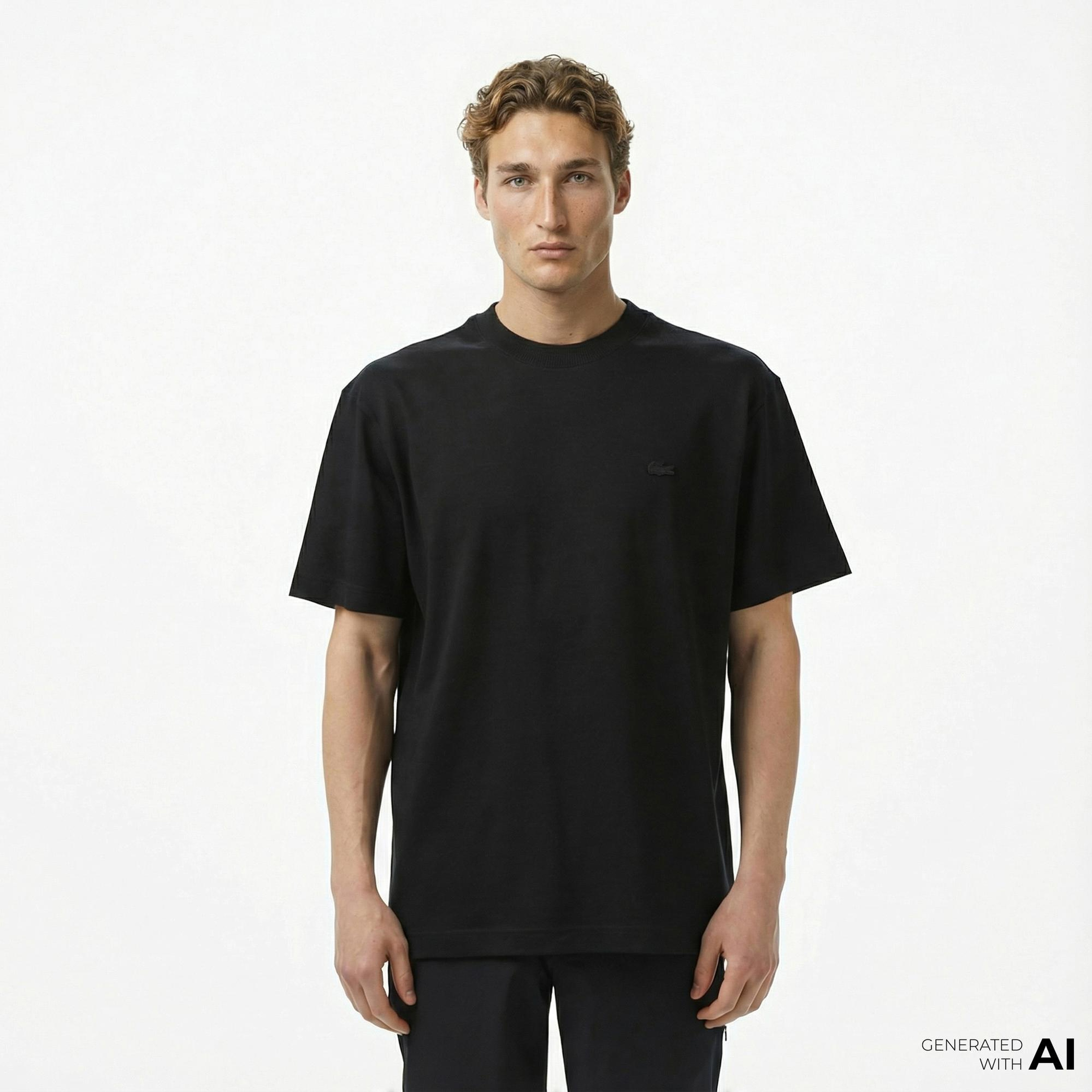 Lacoste Erkek Relaxed Fit Bisiklet Yaka Siyah T-Shirt