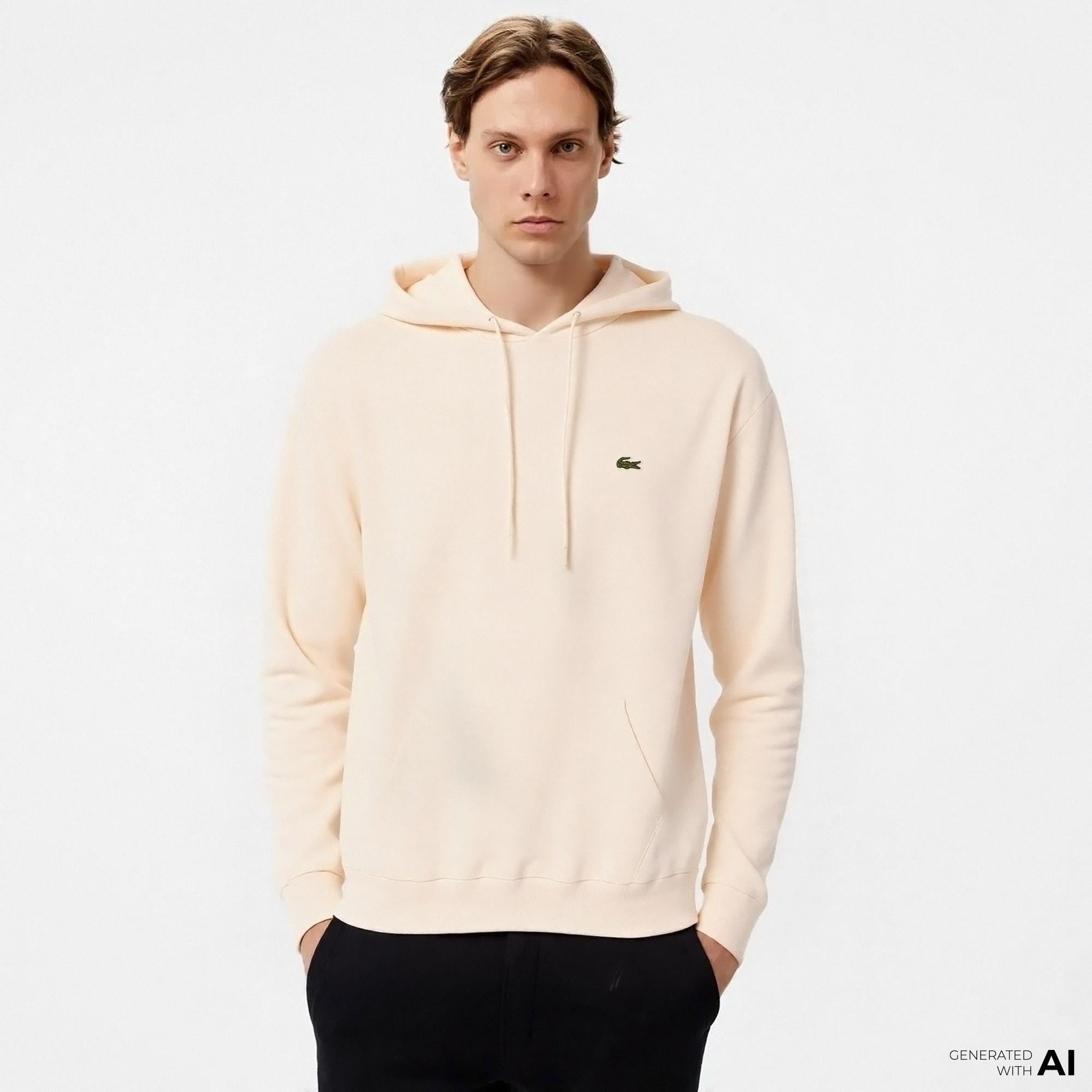 Lacoste Erkek Classic Fit Kapüşonlu Bej Sweatshirt