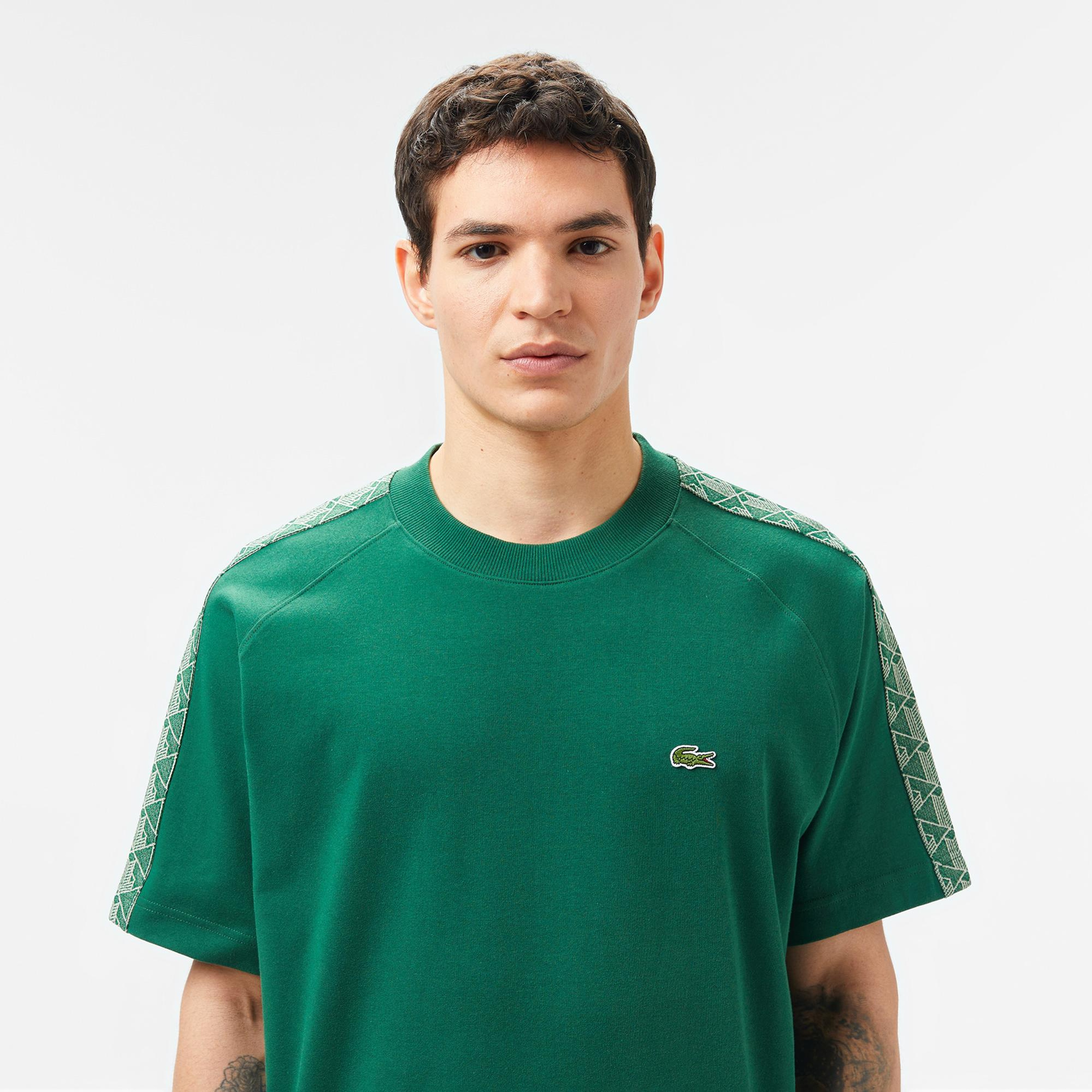 Lacoste Erkek Oversize Fit Bisiklet Yaka Baskılı Koyu Yeşil T-Shirt