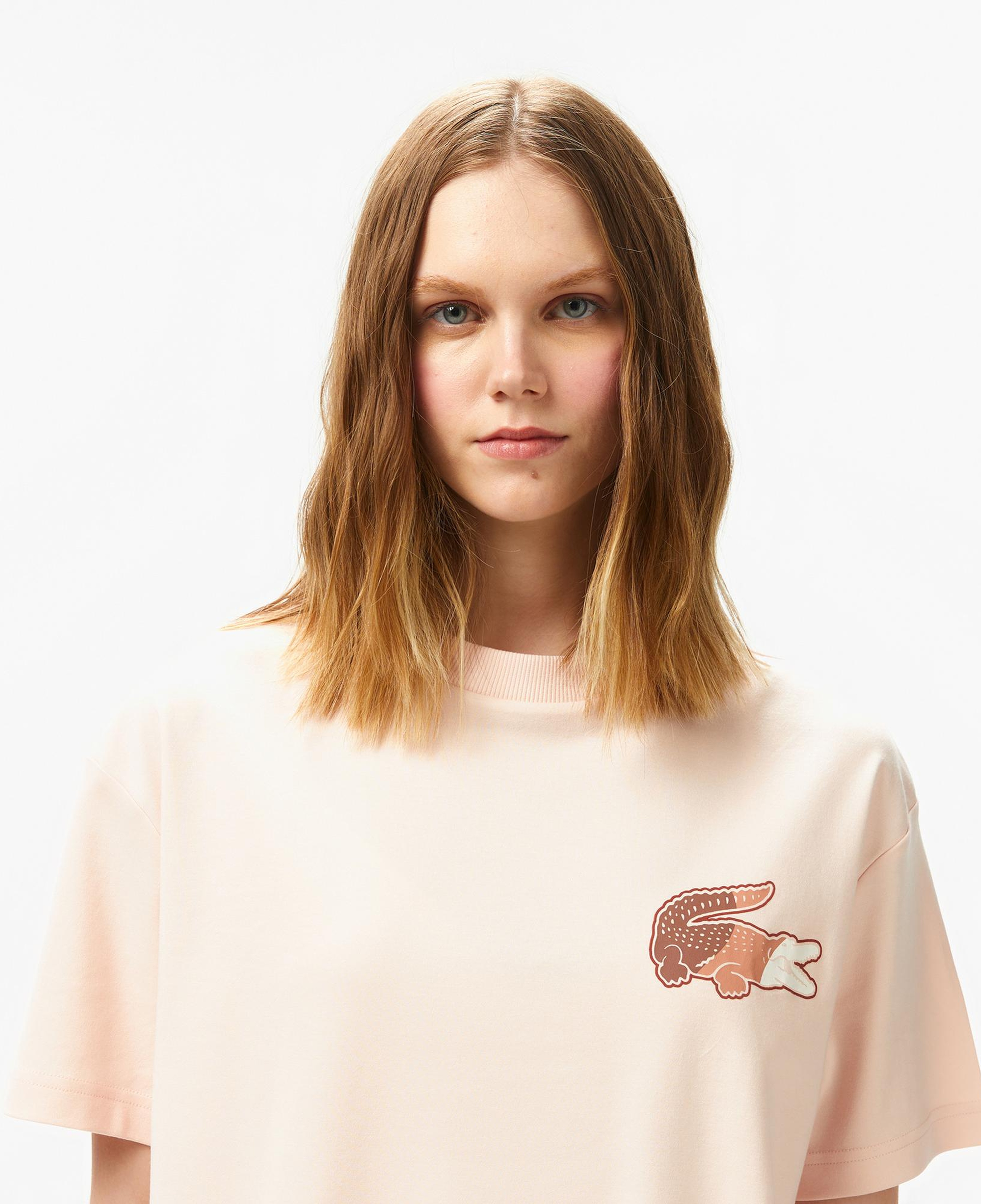 Lacoste Kadın Bisiklet Yaka Baskılı Açık Pembe T-Shirt