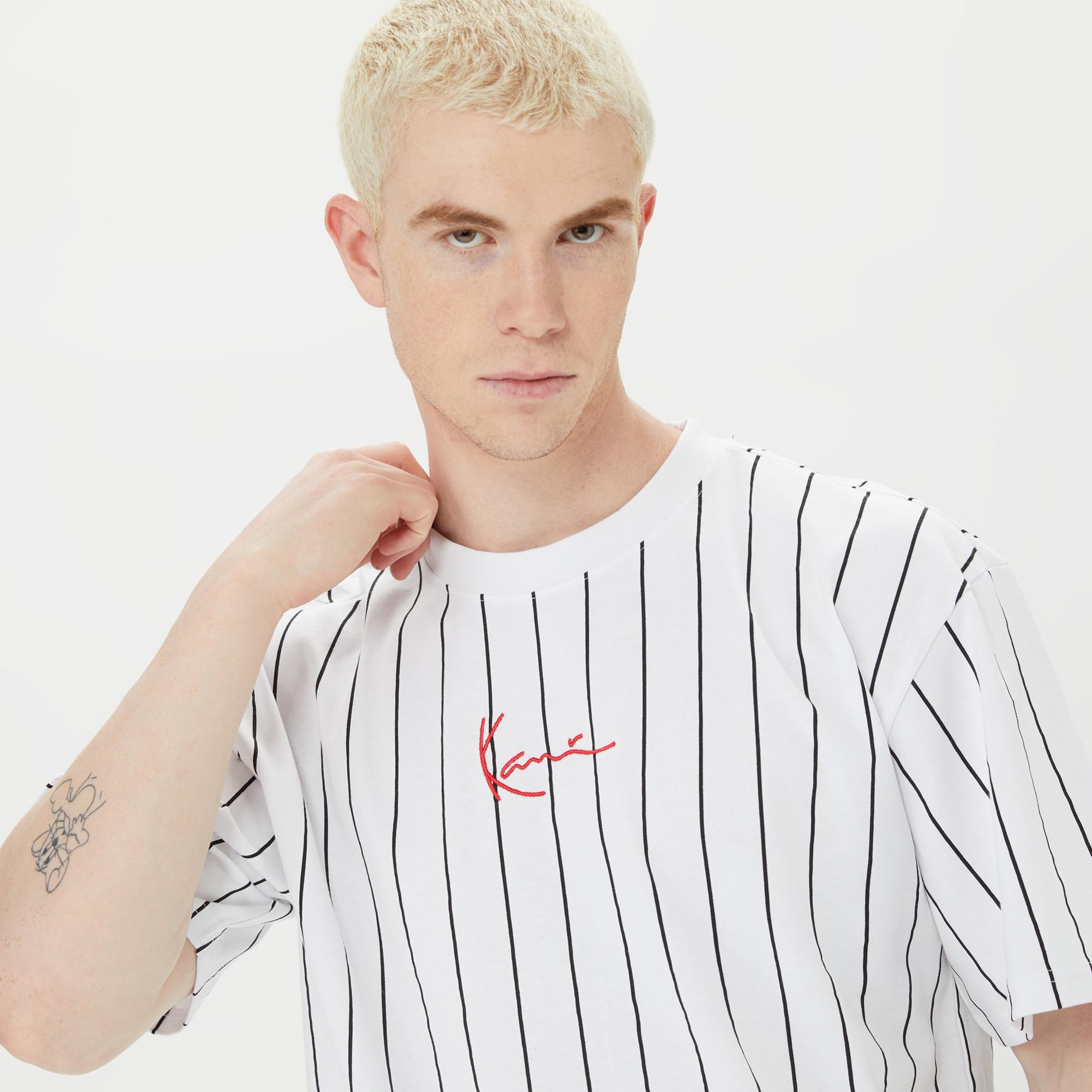 Karl Kani Small PinStripe Erkek Beyaz T-Shirt