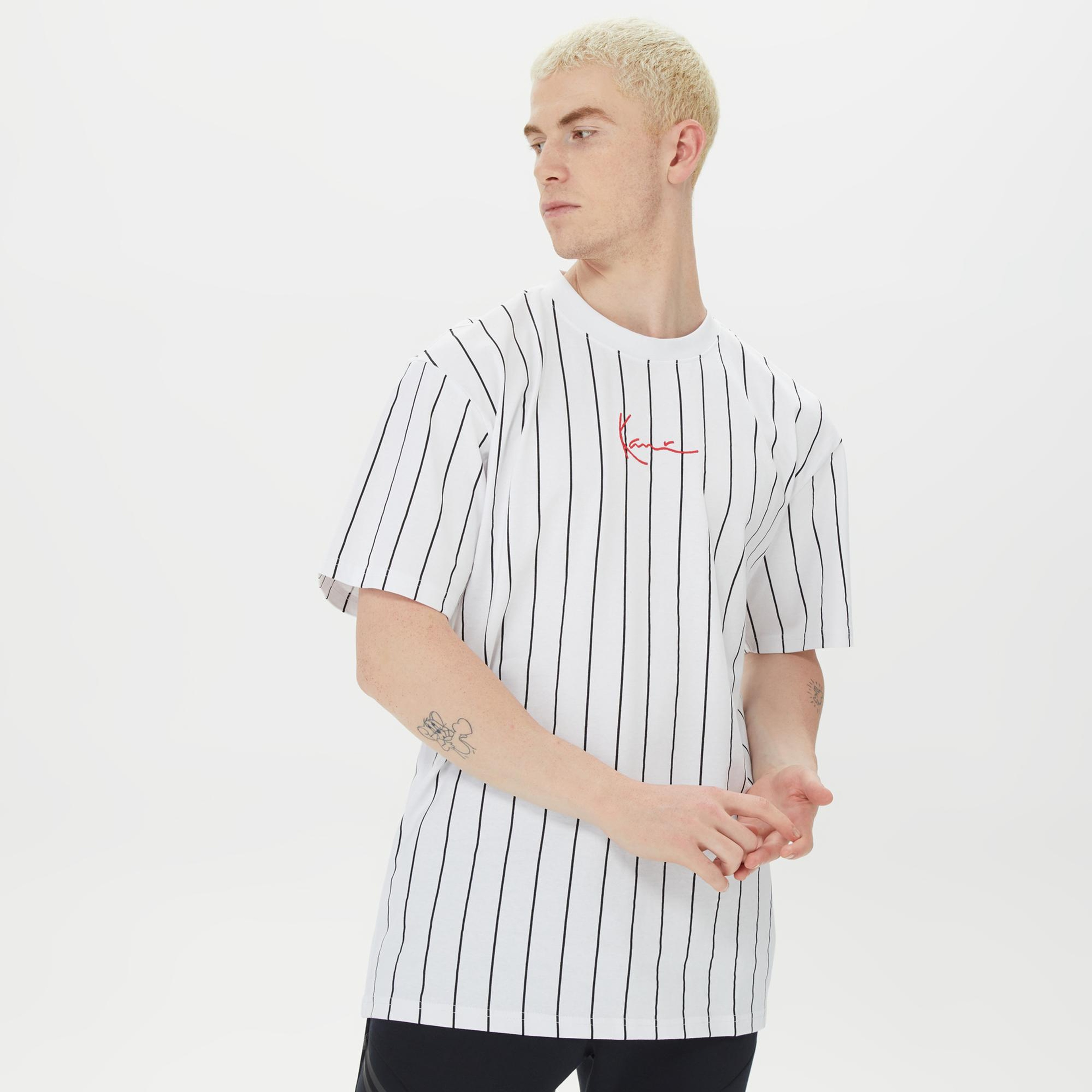 Karl Kani Small PinStripe Erkek Beyaz T-Shirt