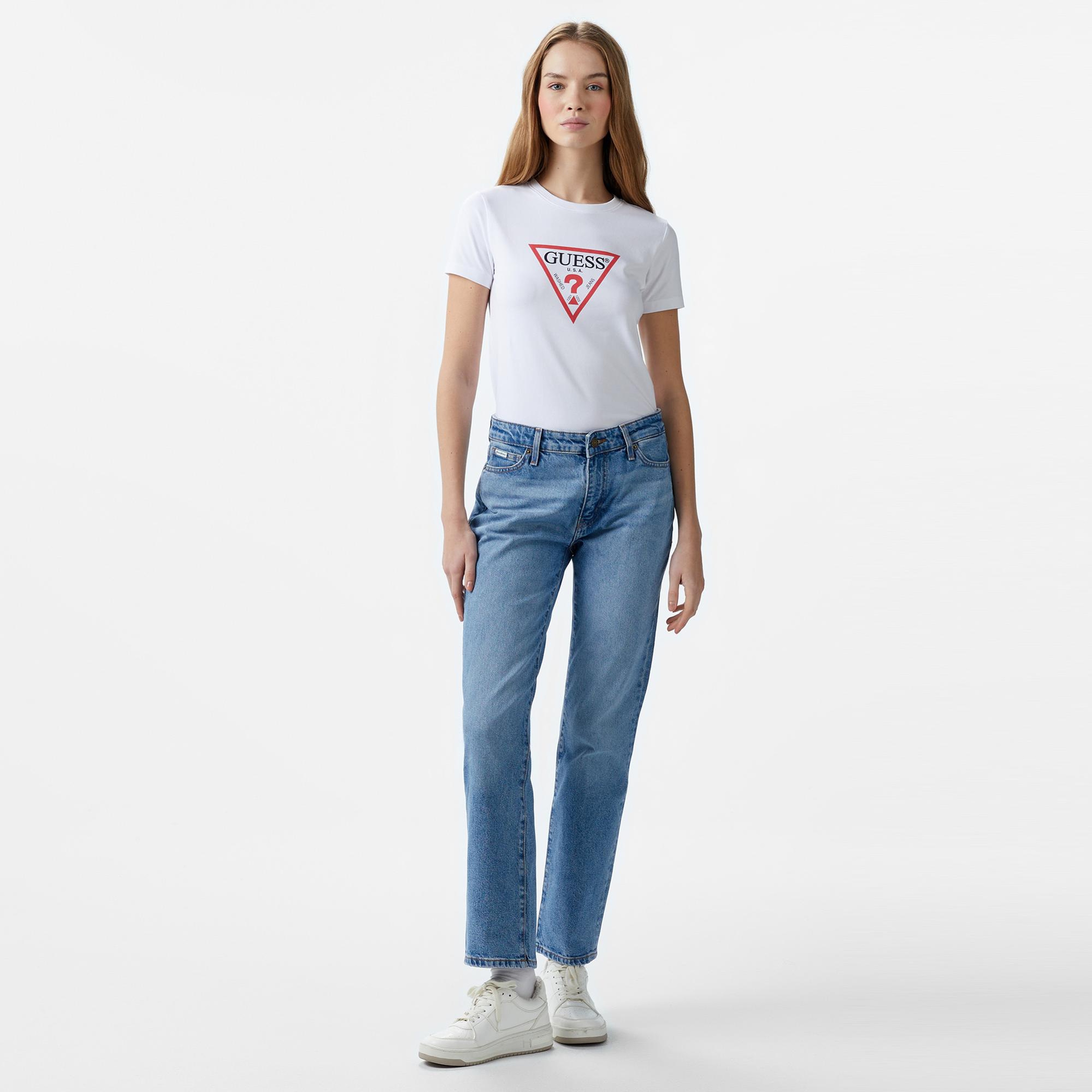 Guess Iconic Mid Organic Kadın Beyaz T-Shirt