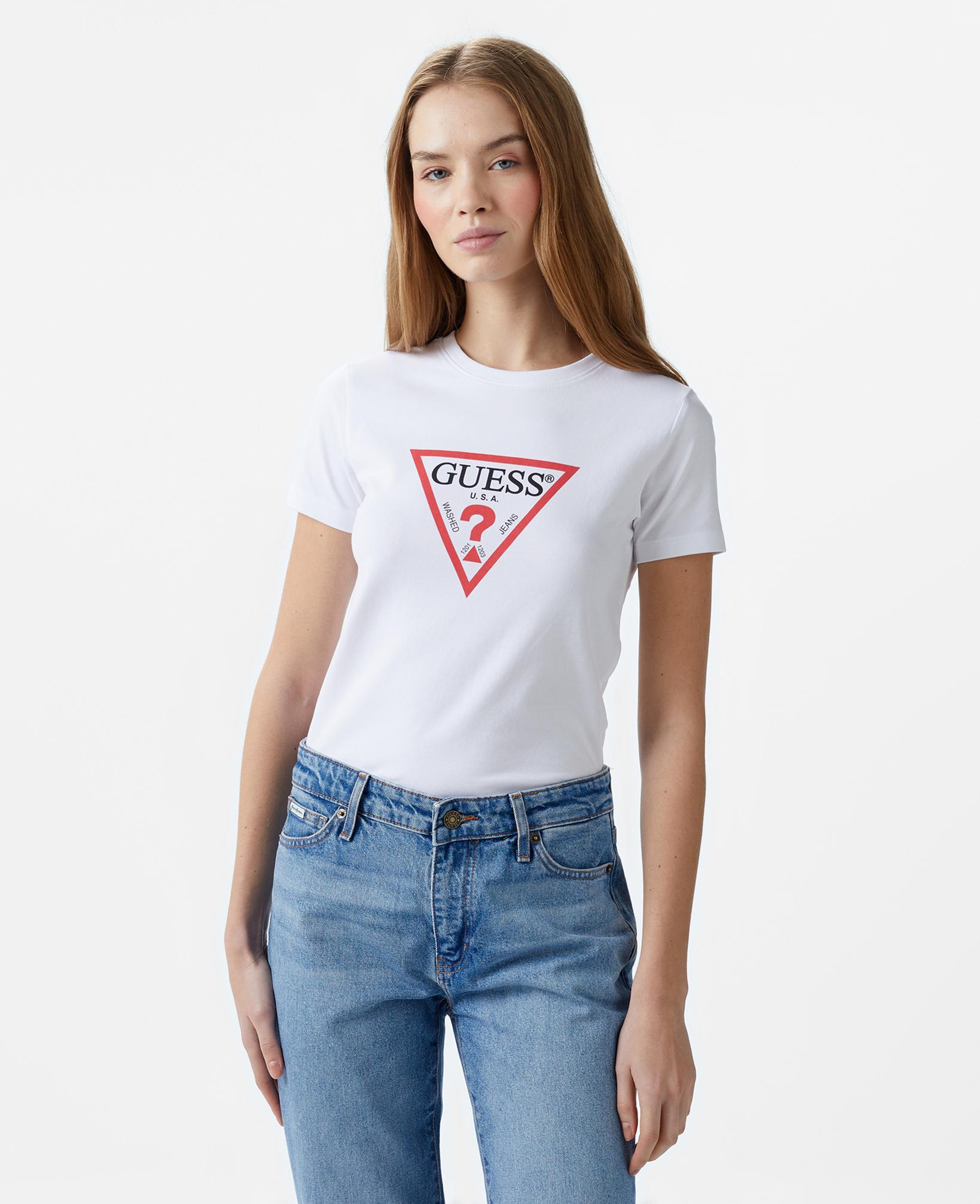 Guess Iconic Mid Organic Kadın Beyaz T-Shirt