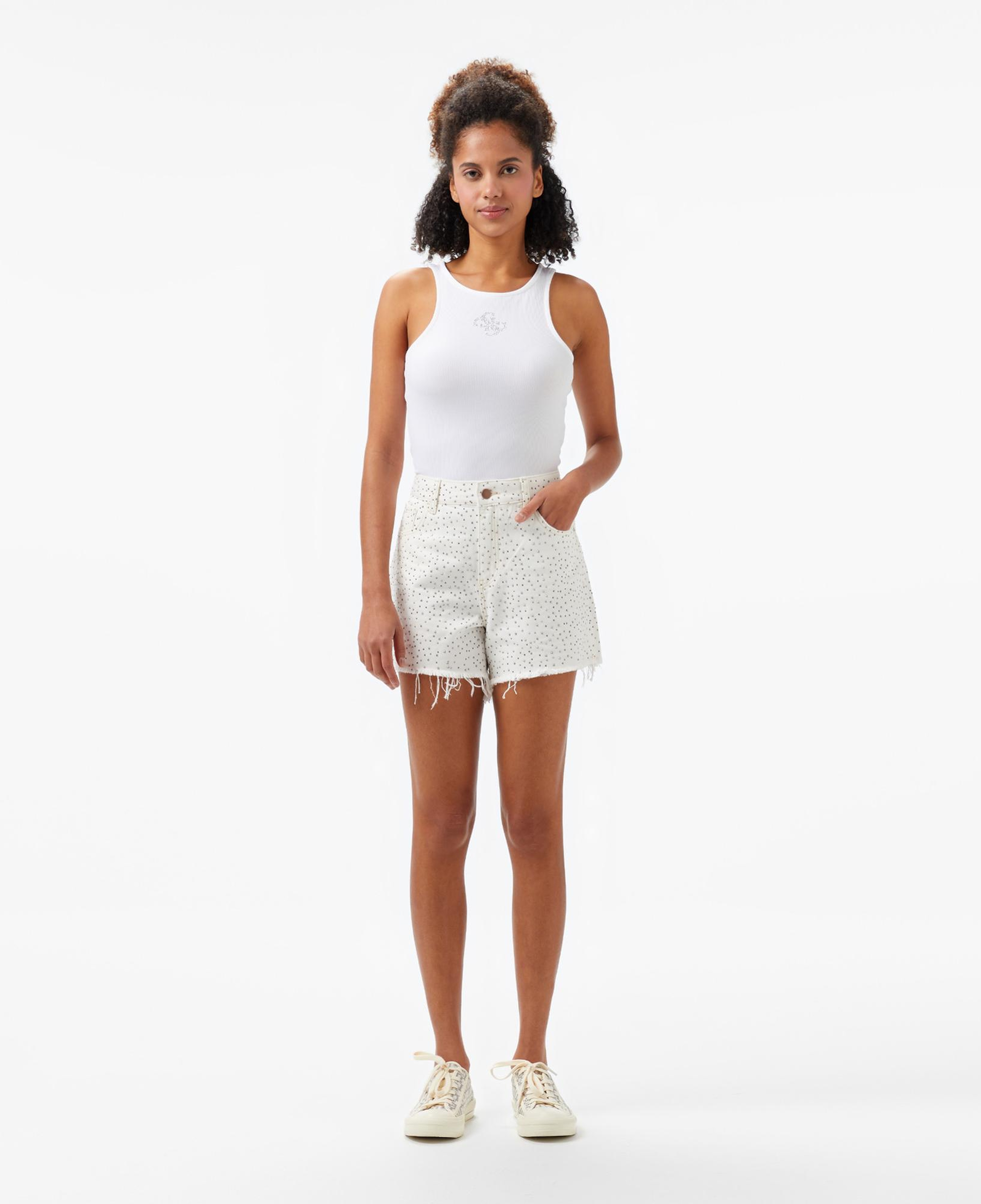 Guess New Round Kadın Beyaz Kolsuz T-Shirt