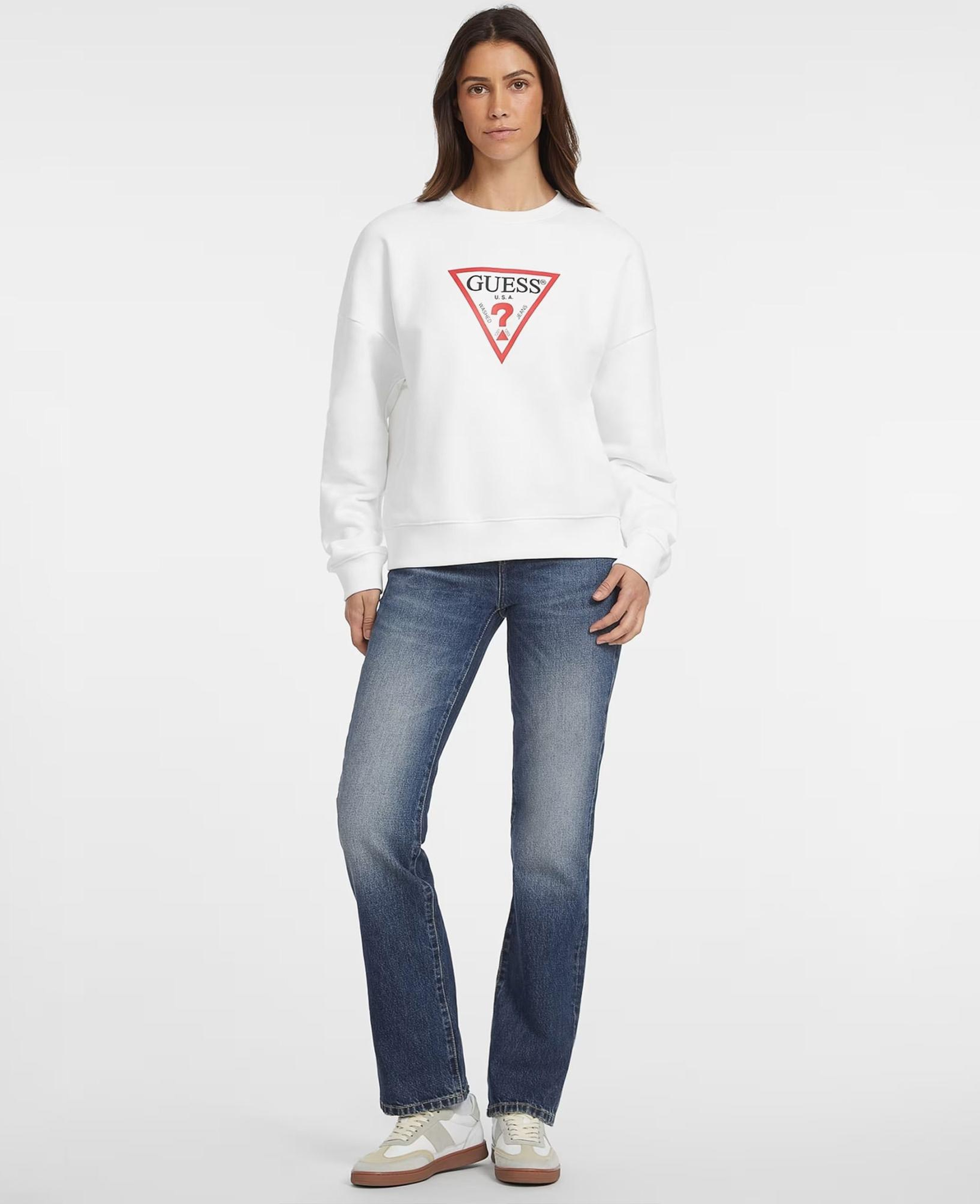 Guess Iconic Tria Kadın Beyaz Sweatshirt