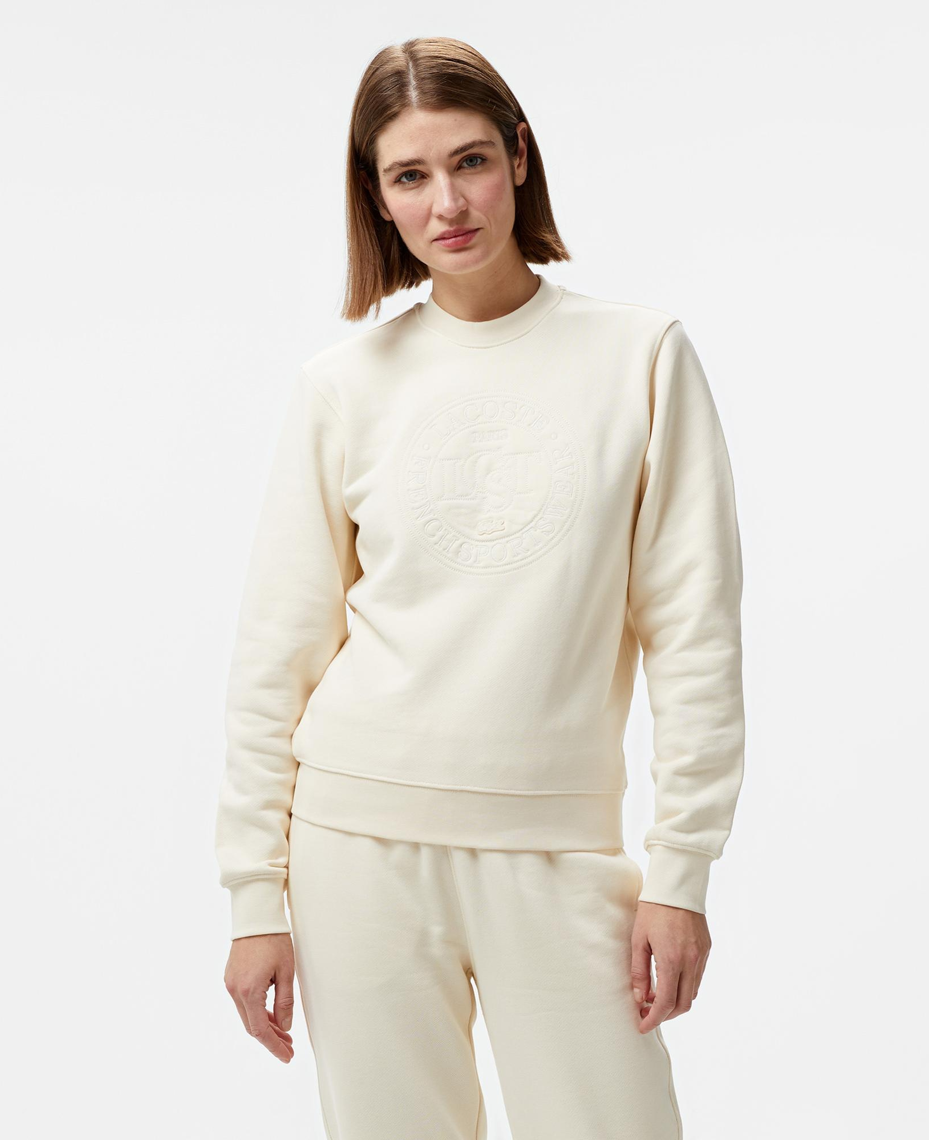 Lacoste Embroidered Kadın Beyaz Sweatshirt