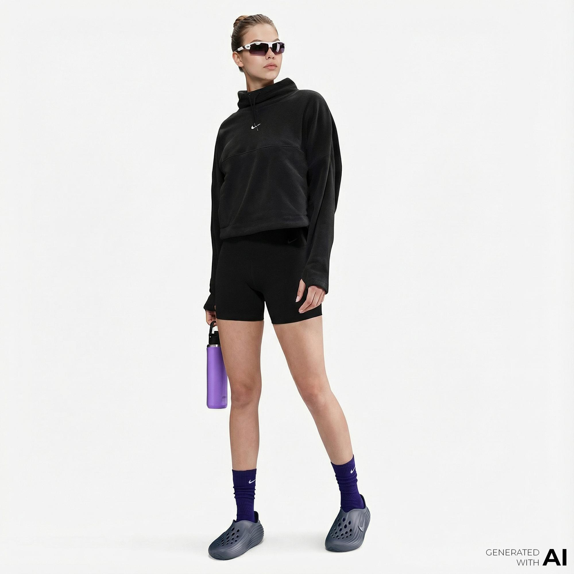 Nike One Therma-Fit Polar Kadın Siyah Kapüşonlu Hoodie