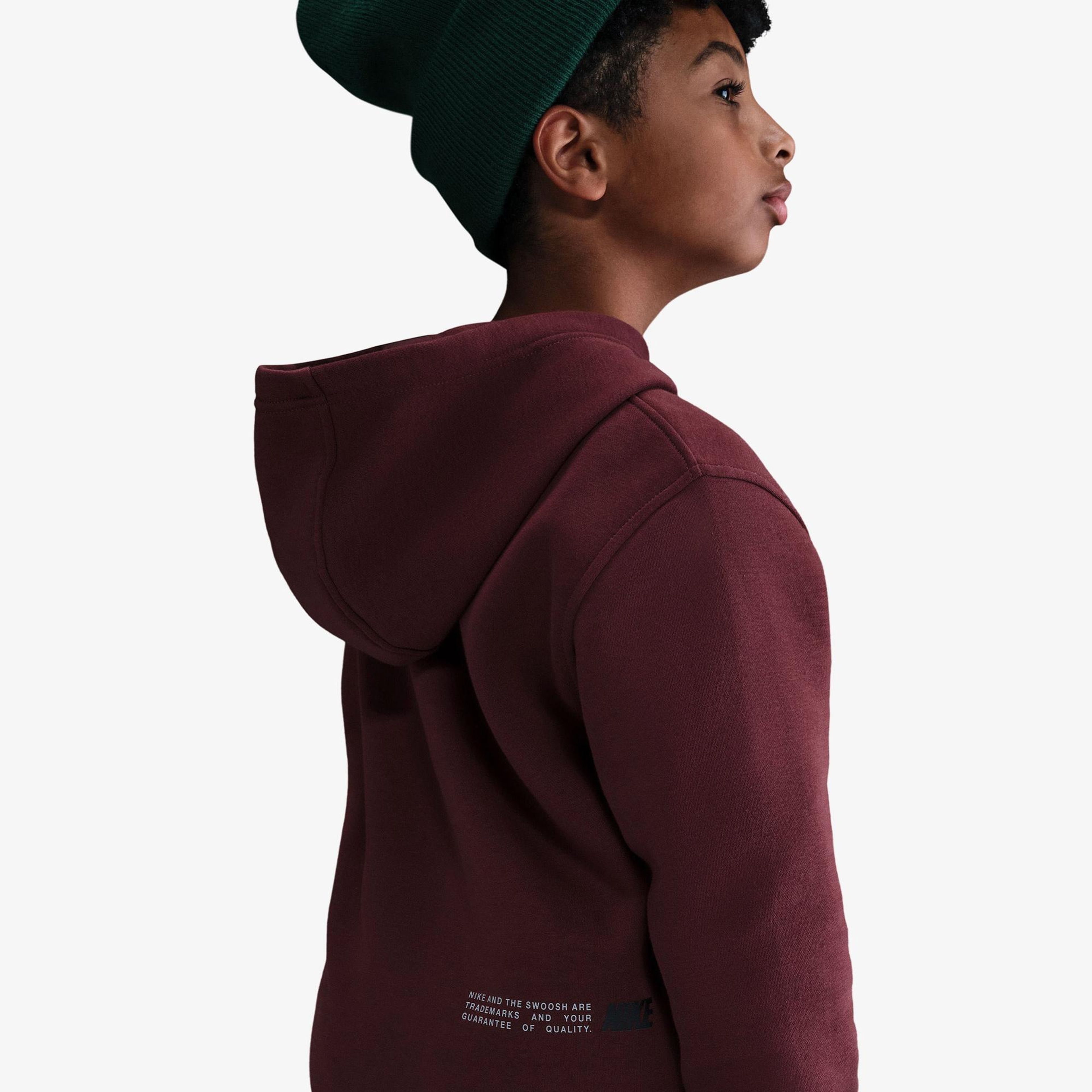 Nike Sportswear Club Fleece Çocuk Bordo Kapüşonlu Hoodie