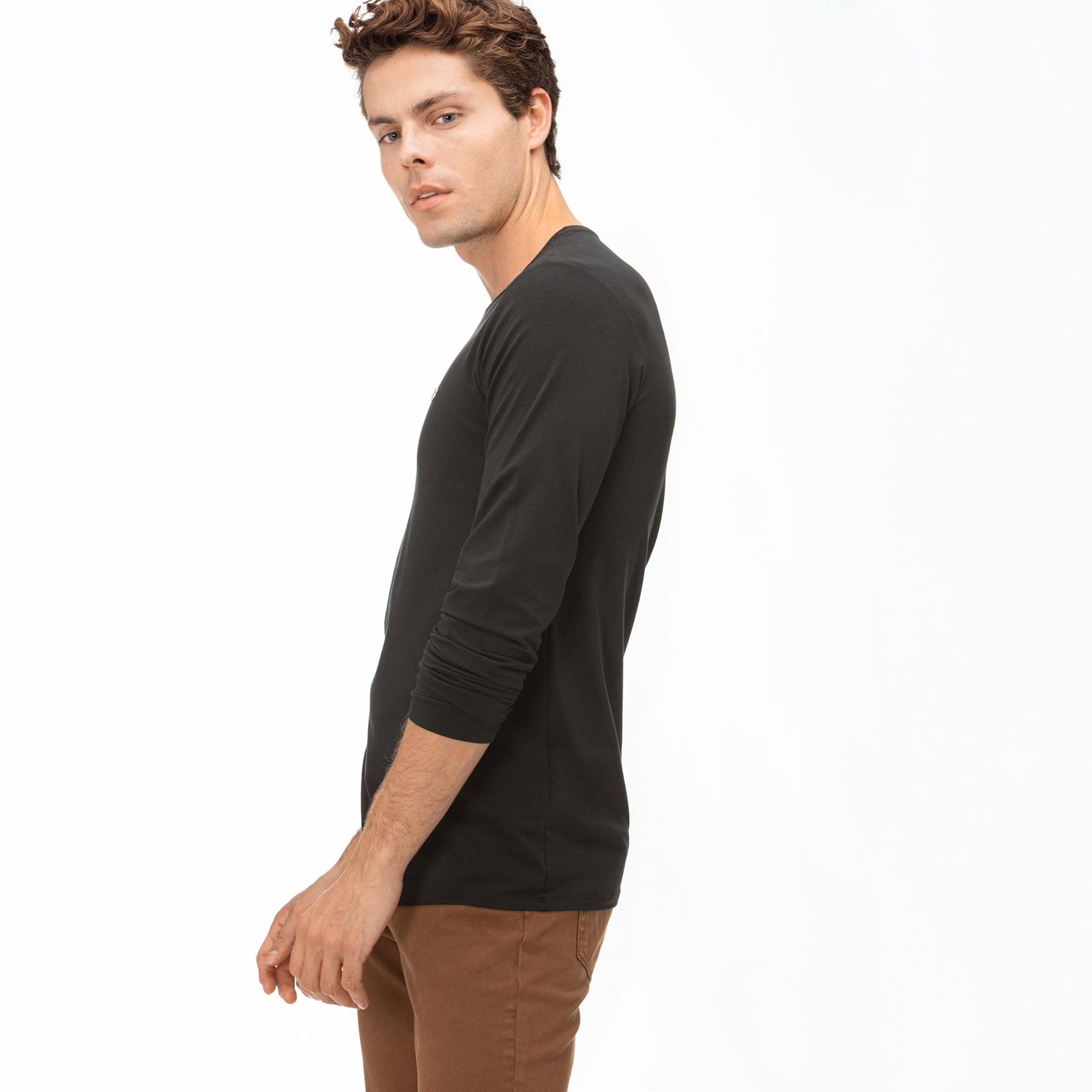 Lacoste Erkek Regular Fit Uzun Kollu Bisiklet Yaka Siyah T-Shirt