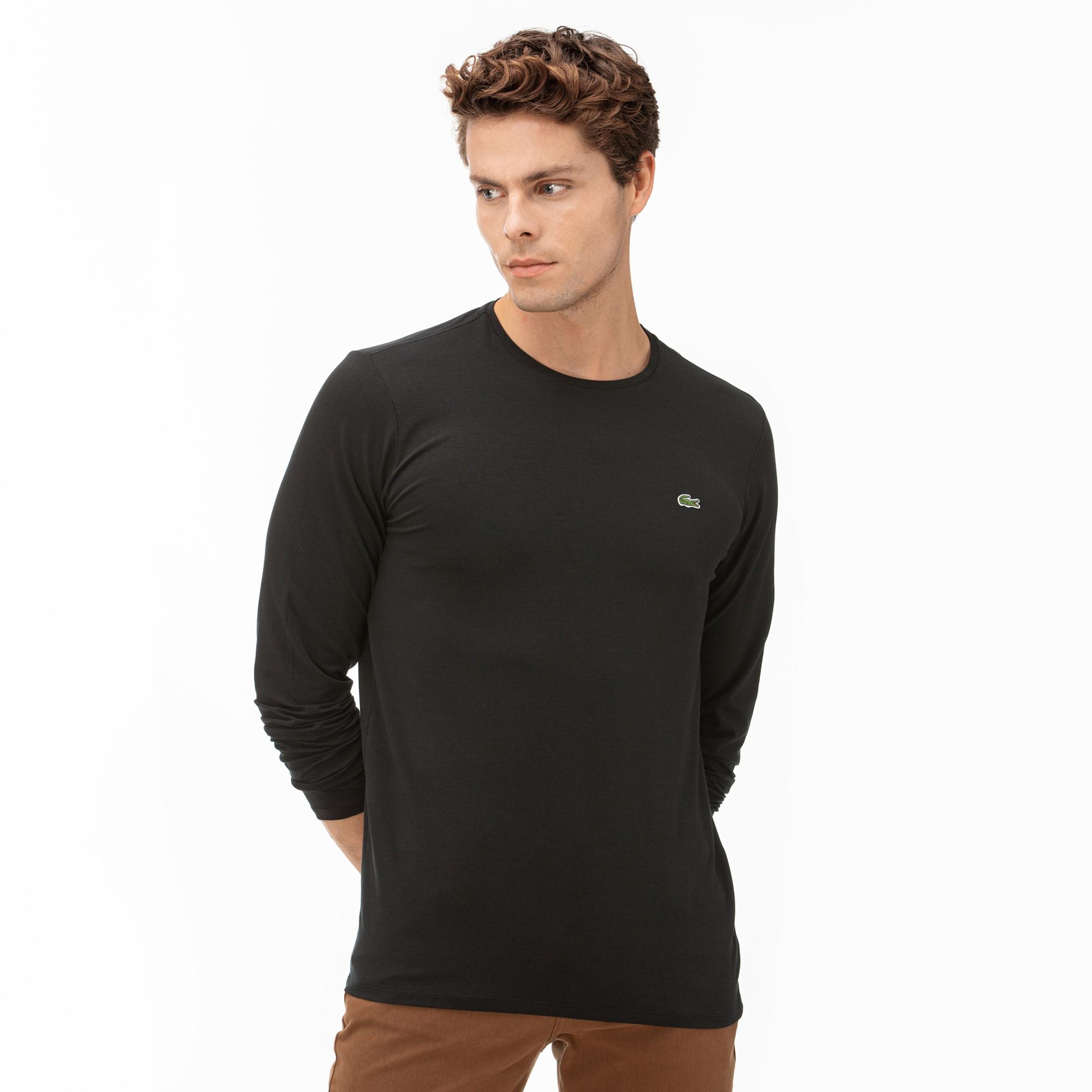 Lacoste Erkek Regular Fit Uzun Kollu Bisiklet Yaka Siyah T-Shirt