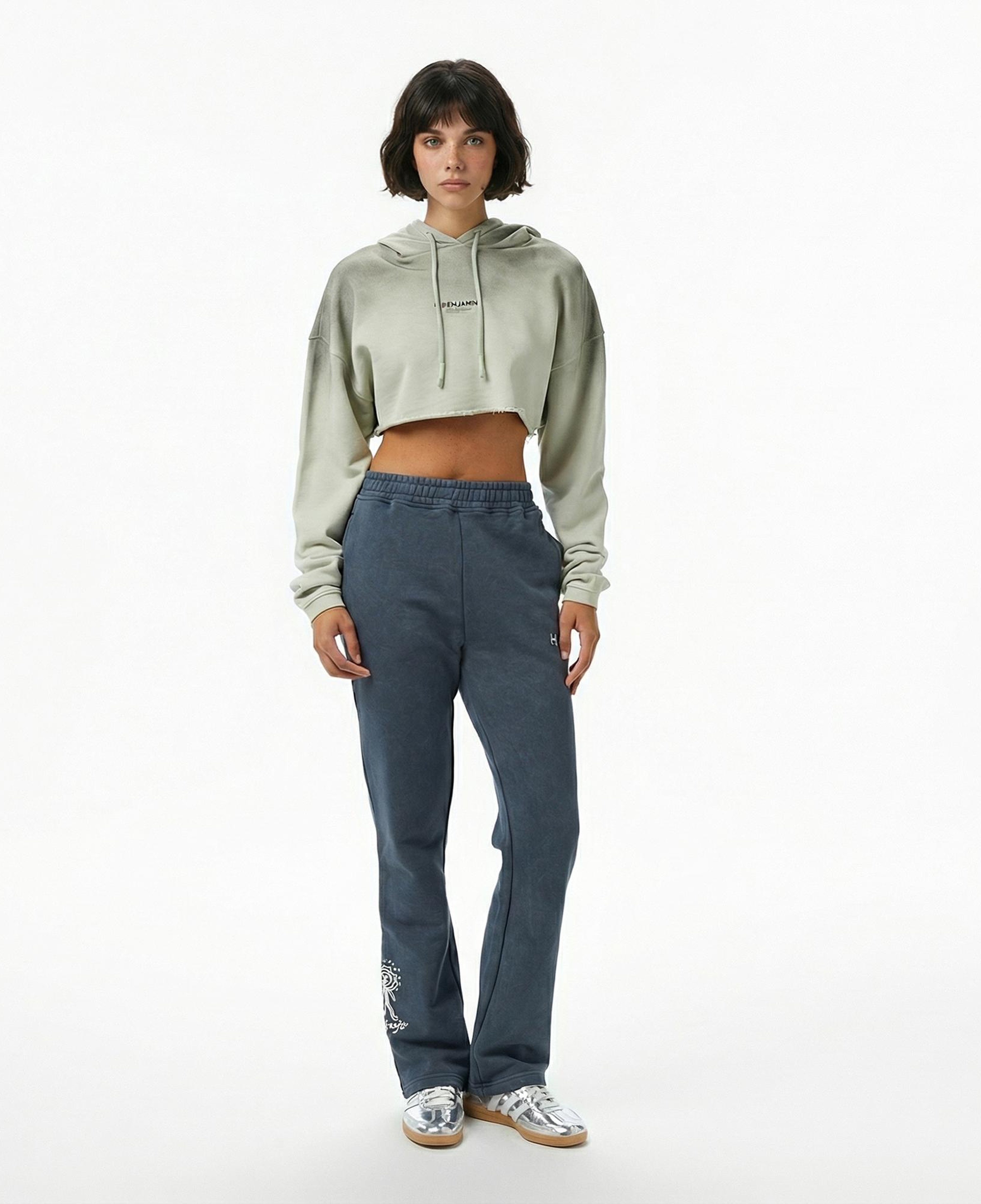 Les Benjamins Crop 006 Kadın Yeşil Sweatshirt