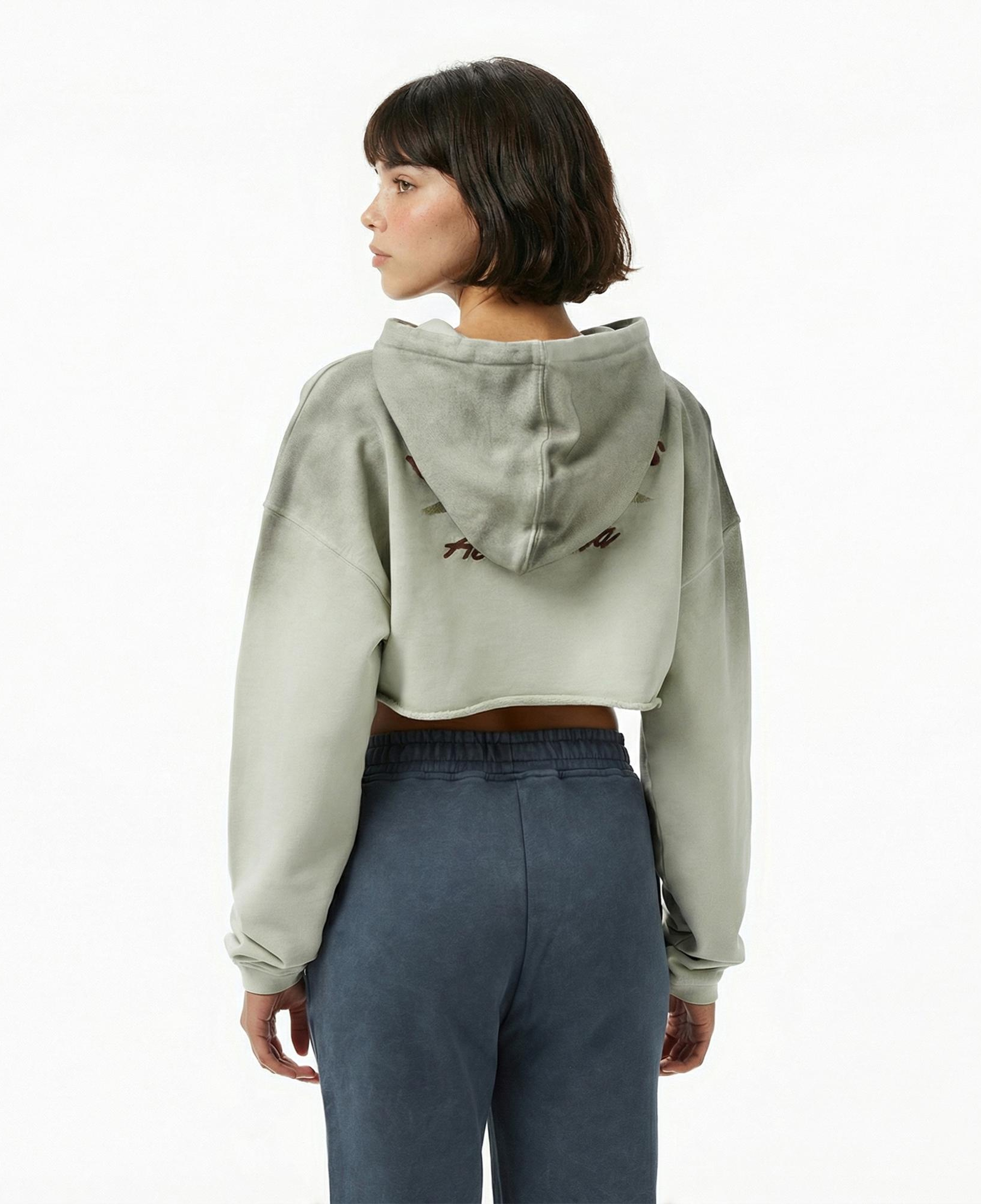 Les Benjamins Crop 006 Kadın Yeşil Sweatshirt