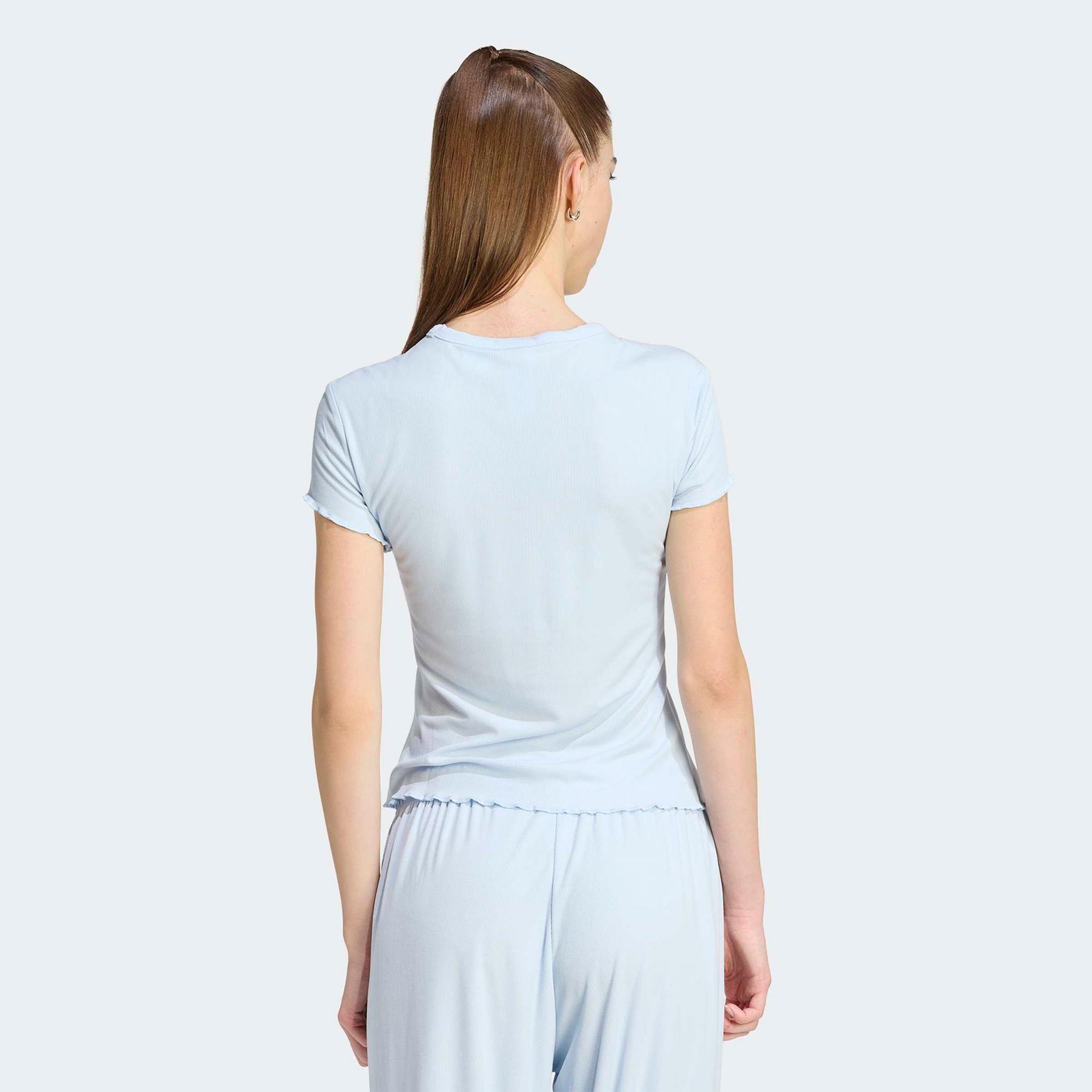 adidas Essentials Scalloped Kadın Mavi T-Shirt