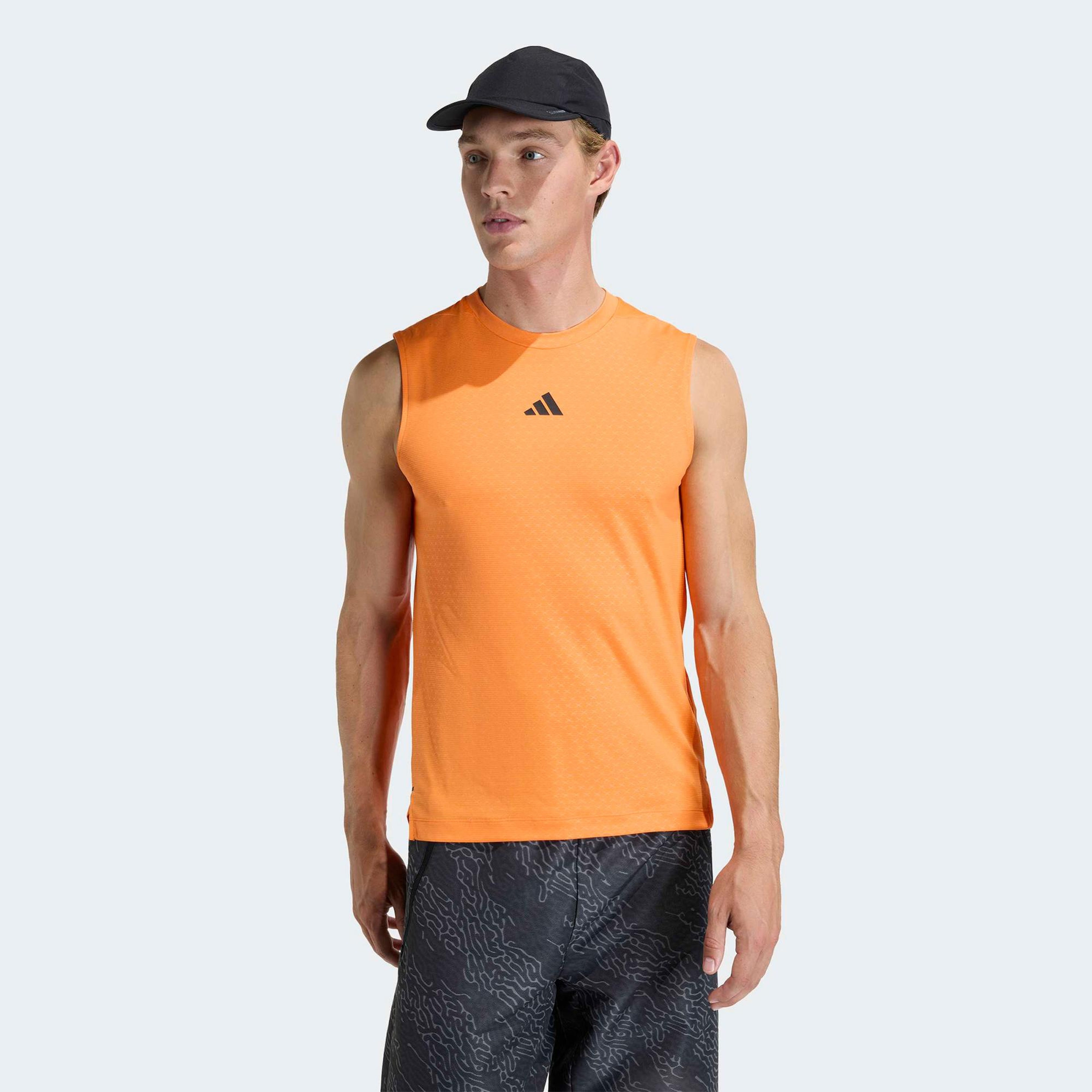 adidas Power 3-Stripes Erkek Turuncu Kolsuz T-Shirt