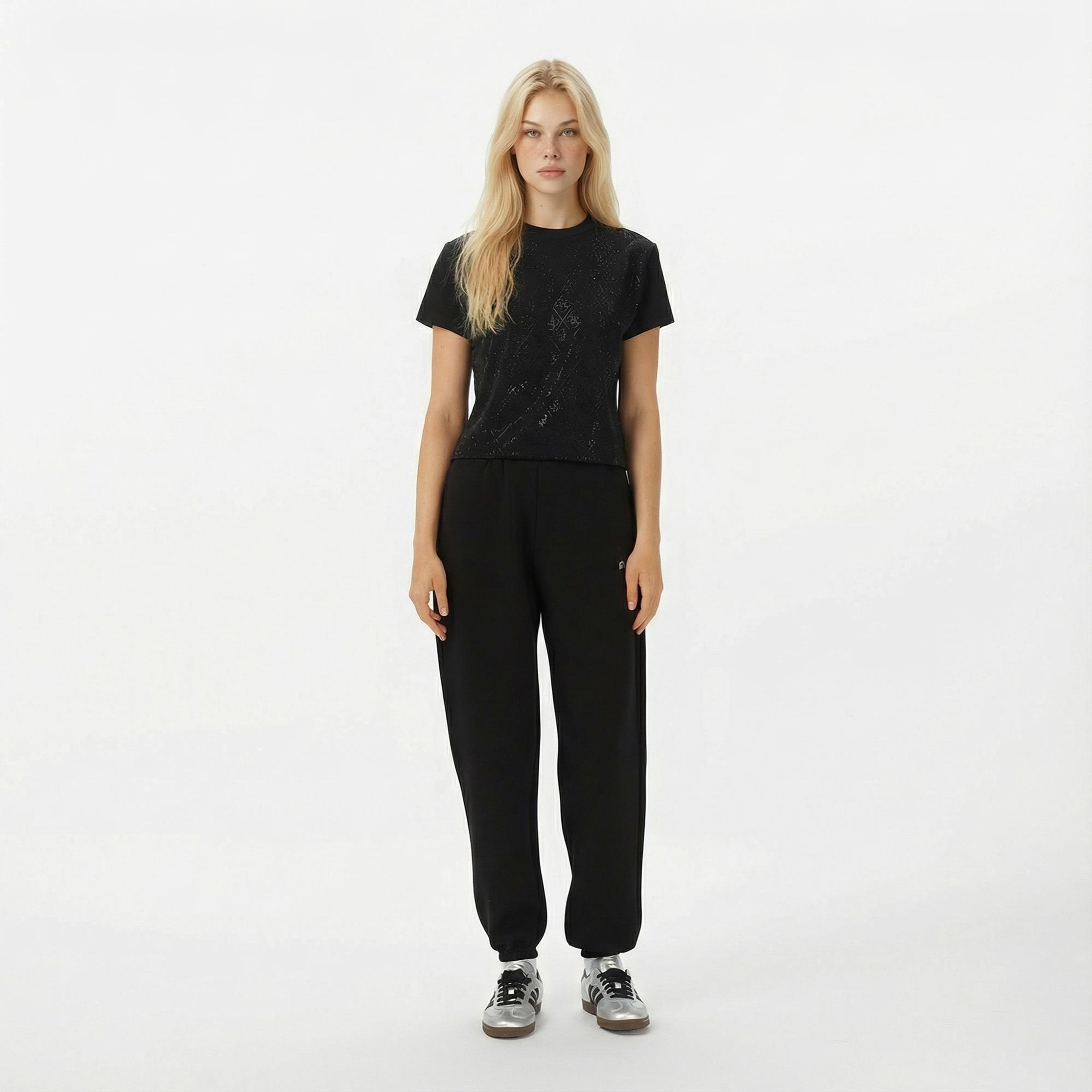 Guess Mock Slim Fit Kadın Siyah T-Shirt