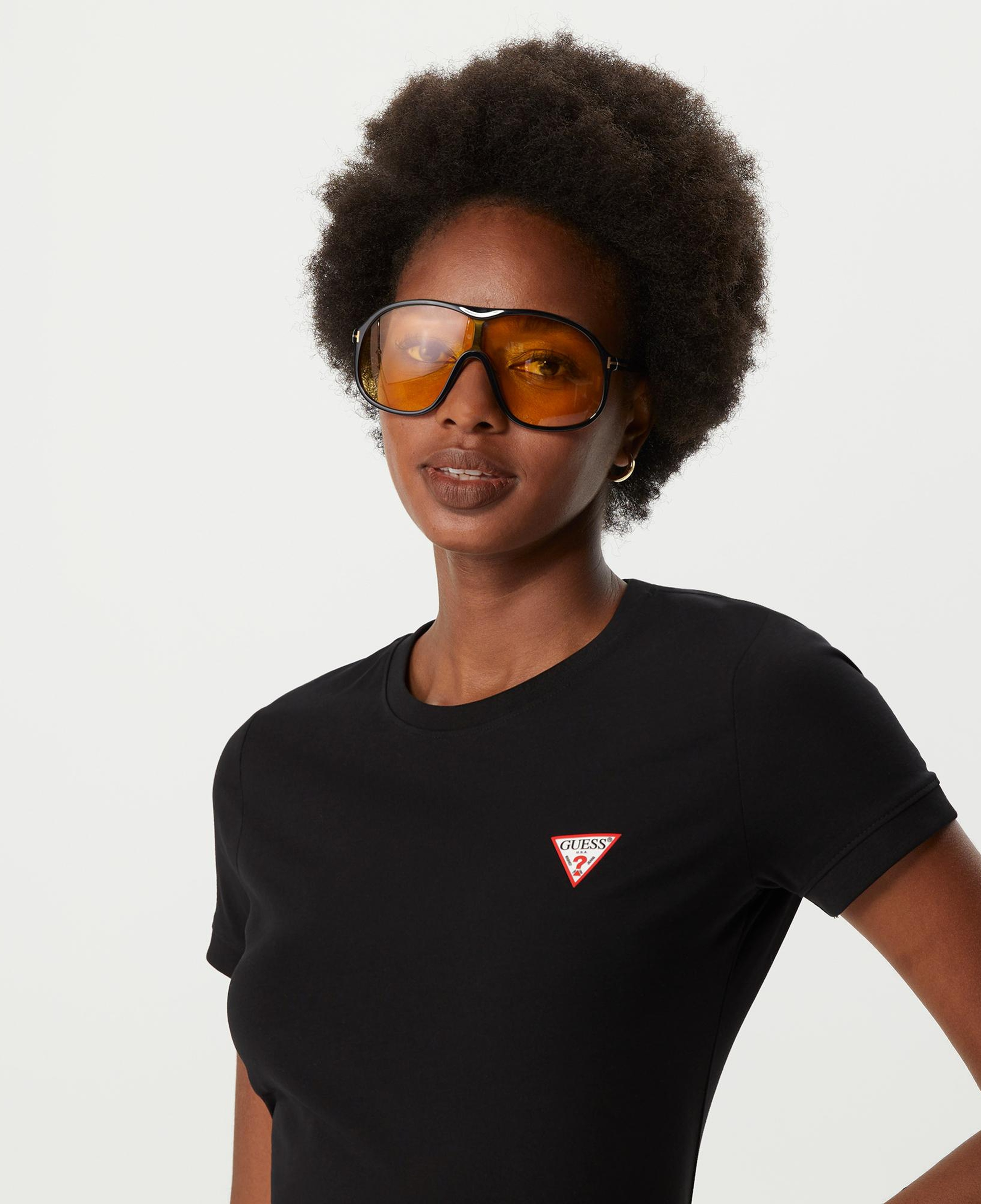 Guess Mini Triangle Kadın Siyah T-Shirt