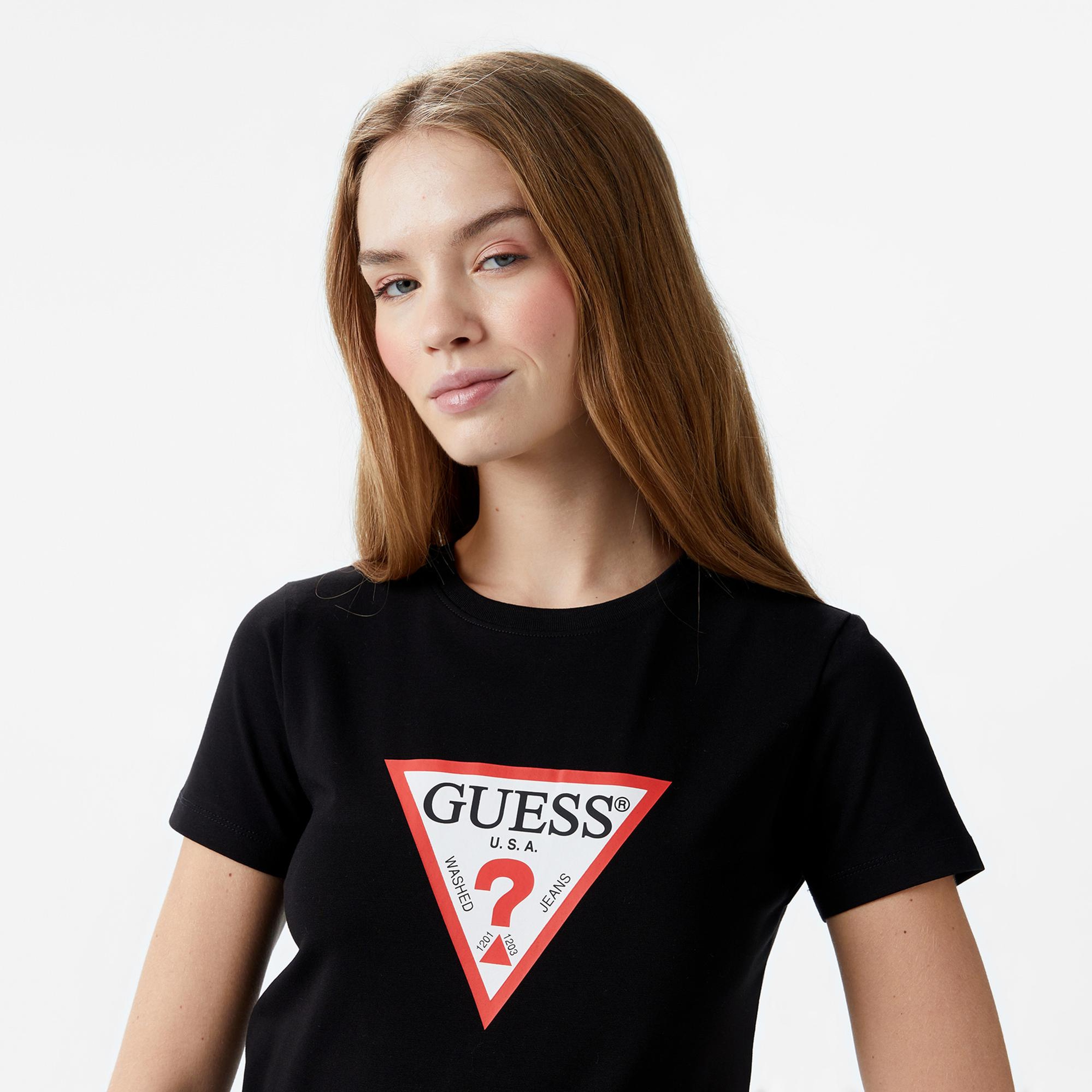 Guess Iconic Mid Organic Kadın Siyah T-Shirt