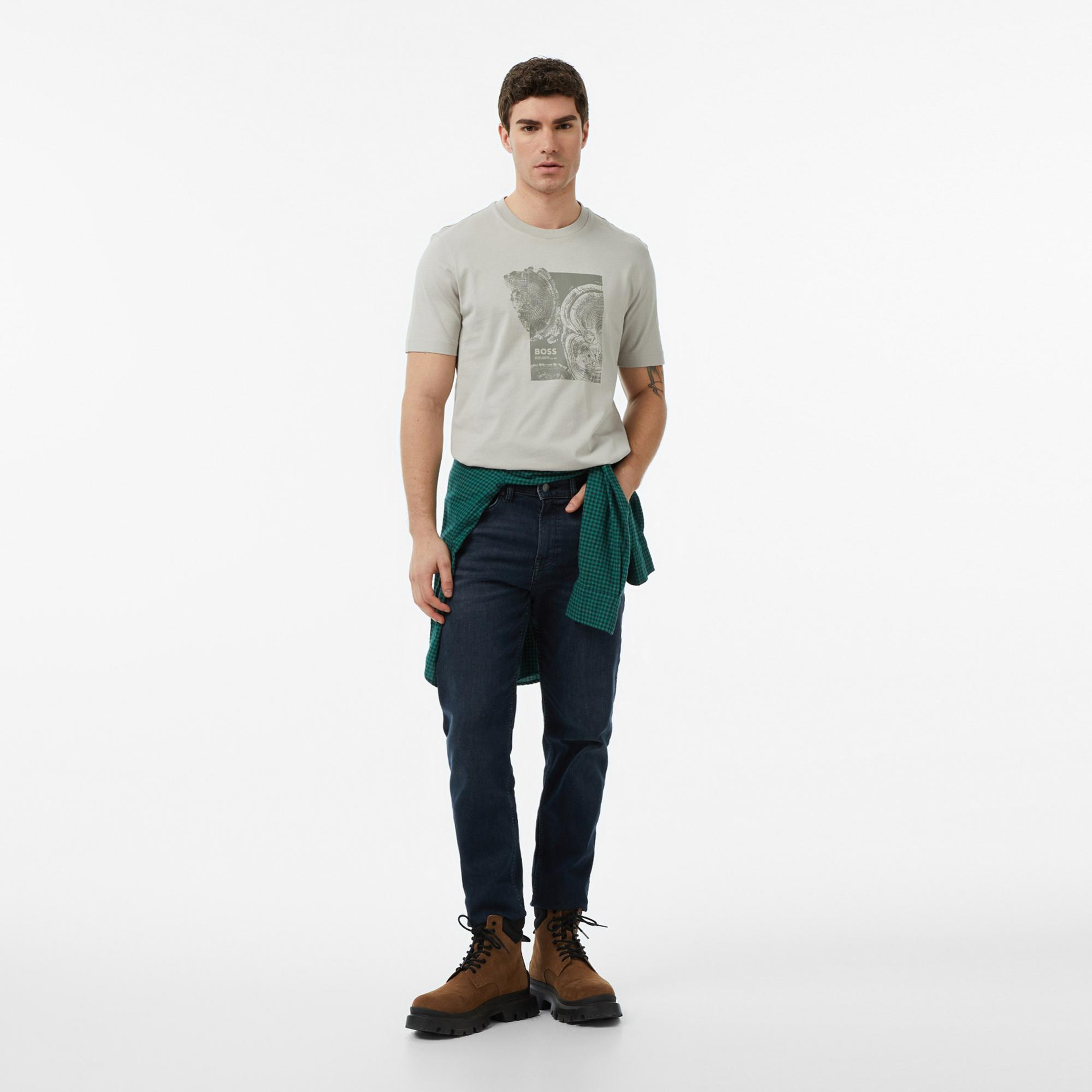Boss Imprint Erkek Gri T-Shirt