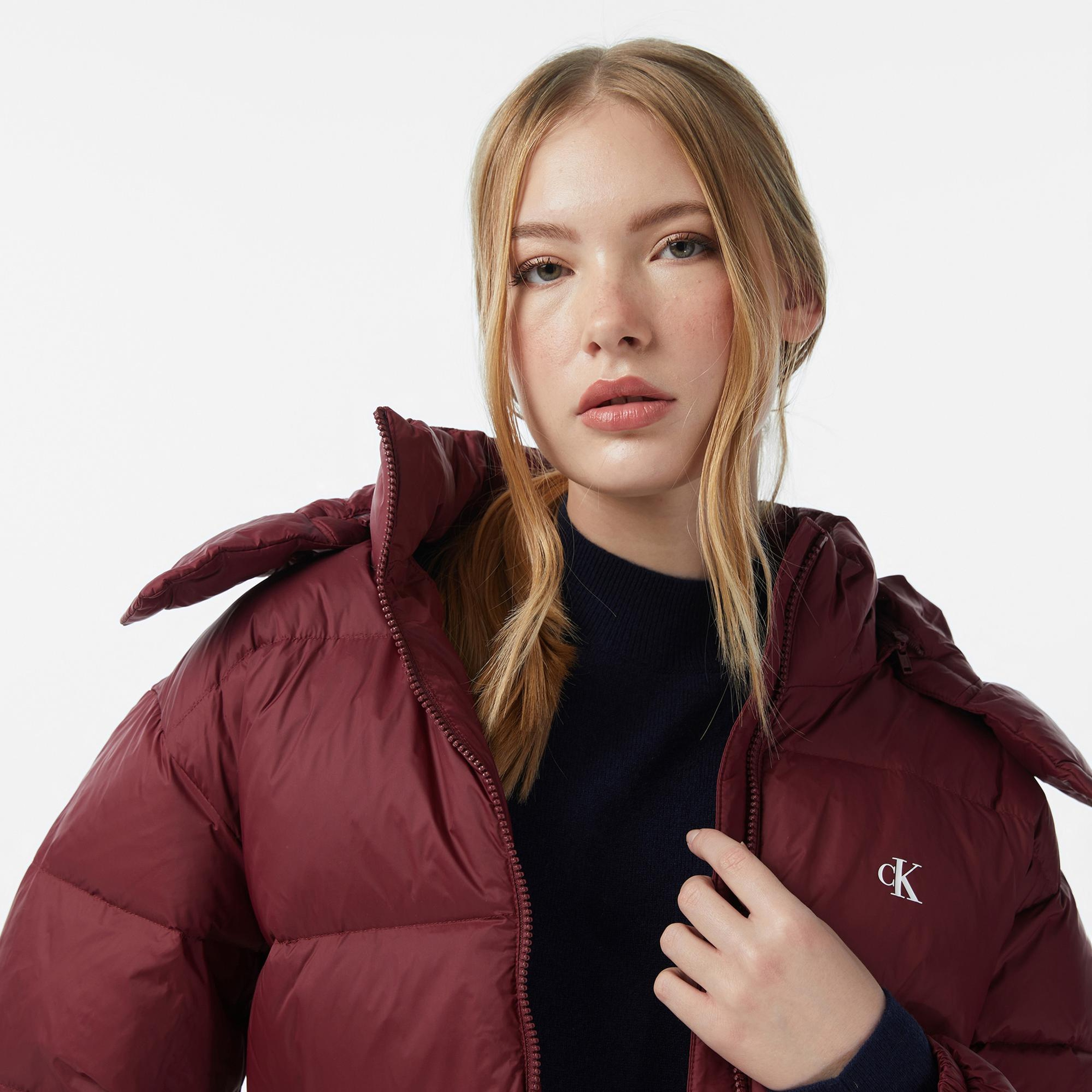 Calvin Klein Essential Midweight Puffer Kadın Bordo Mont