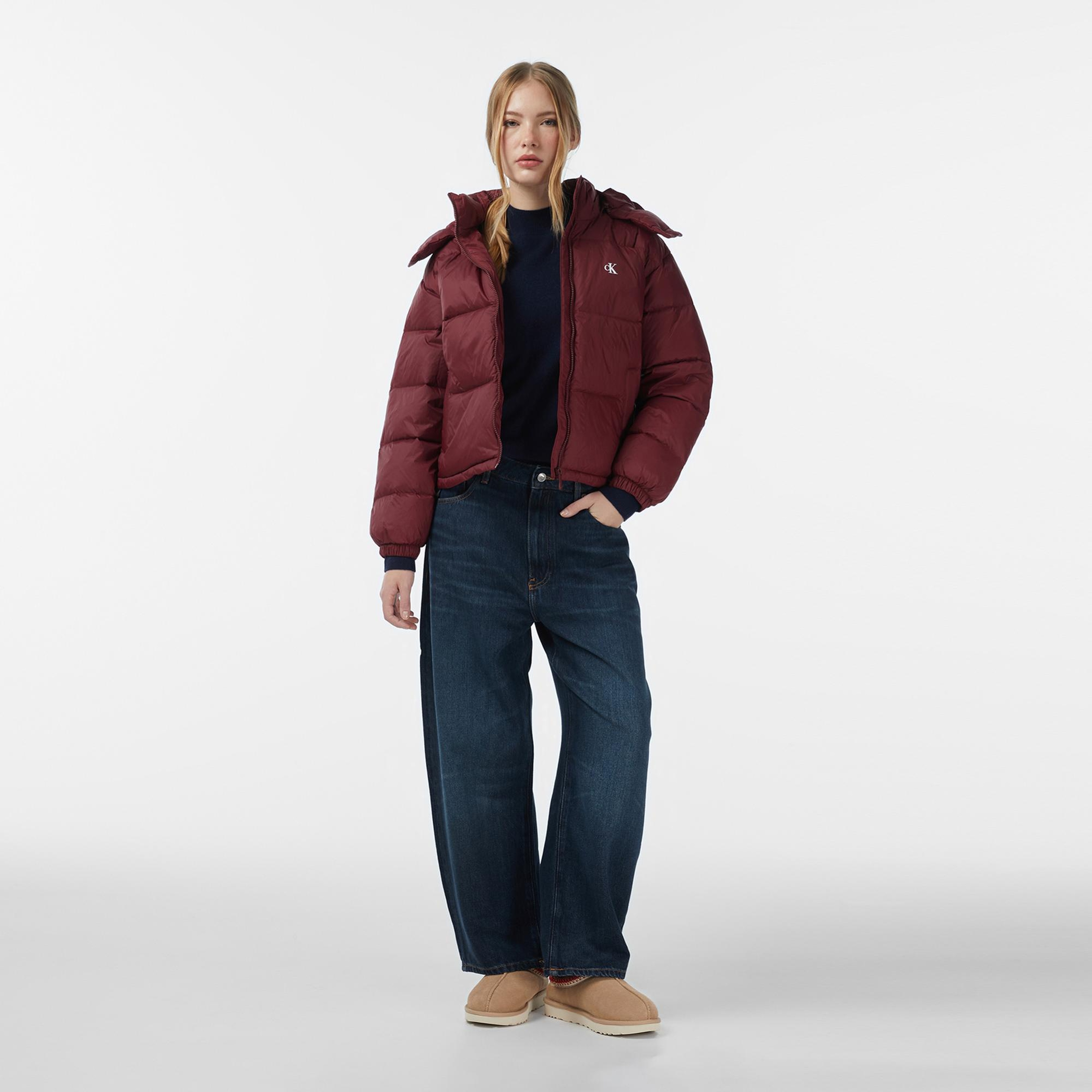 Calvin Klein Essential Midweight Puffer Kadın Bordo Mont