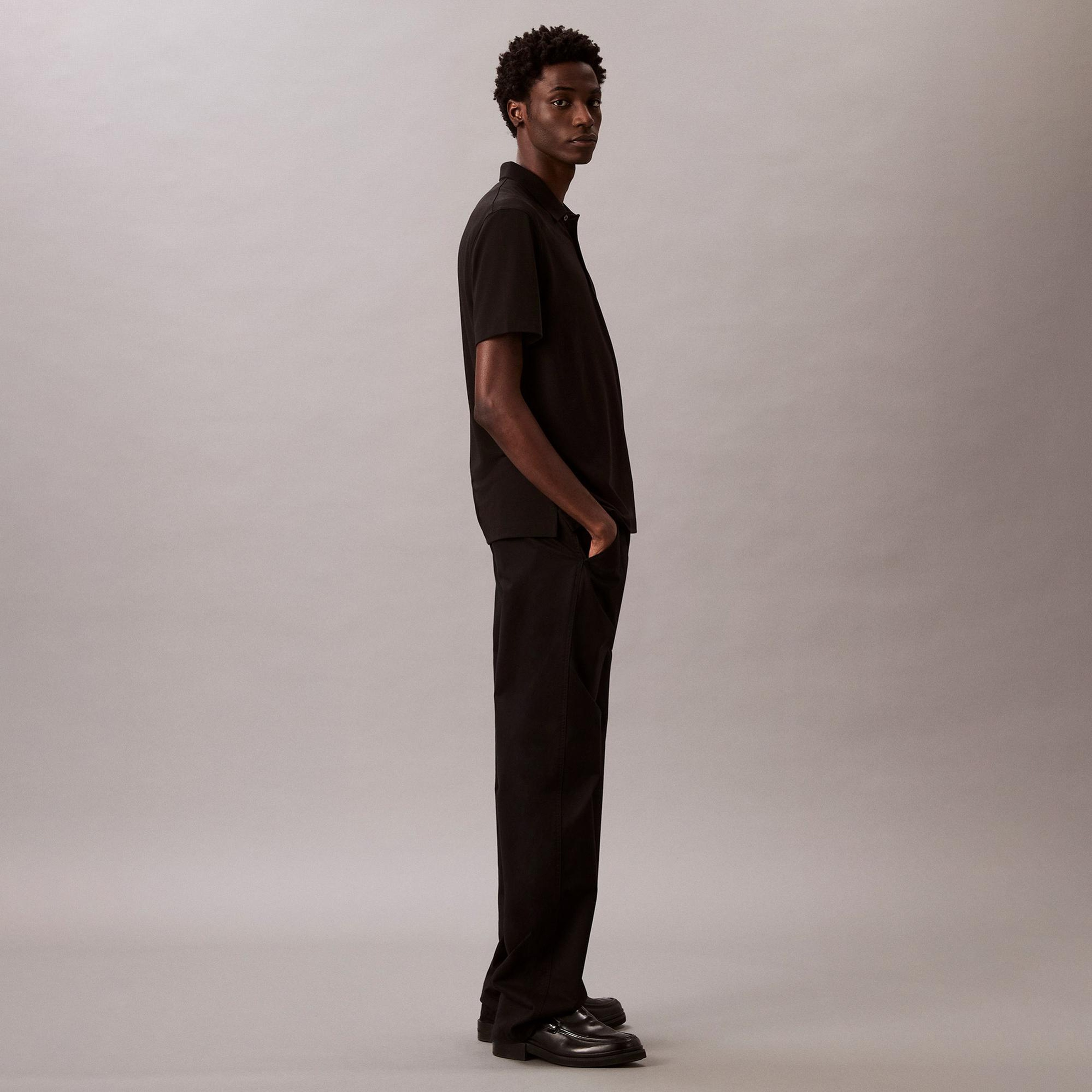 Calvin Klein Stripe Jacquard Erkek Siyah Polo