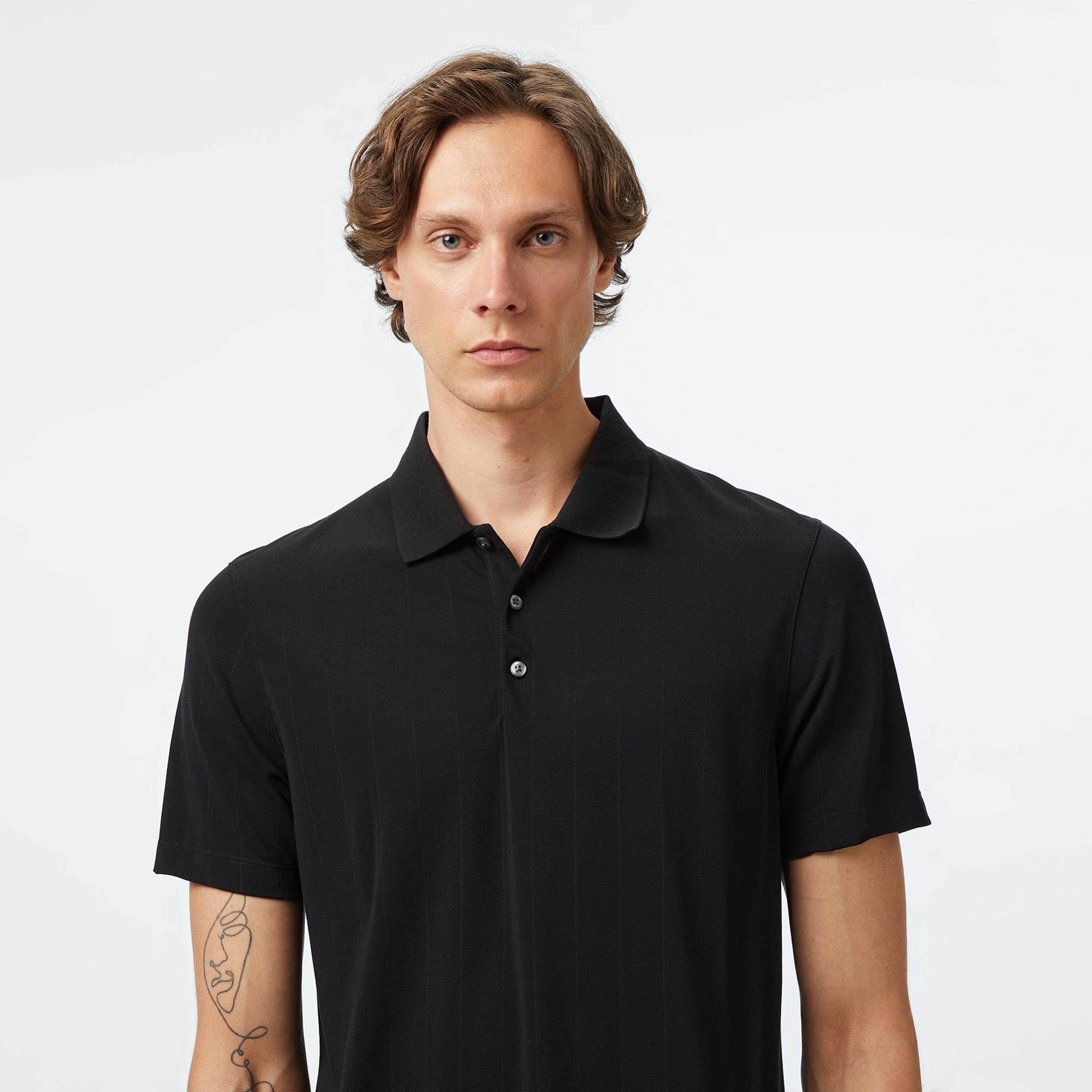 Calvin Klein Stripe Jacquard Erkek Siyah Polo