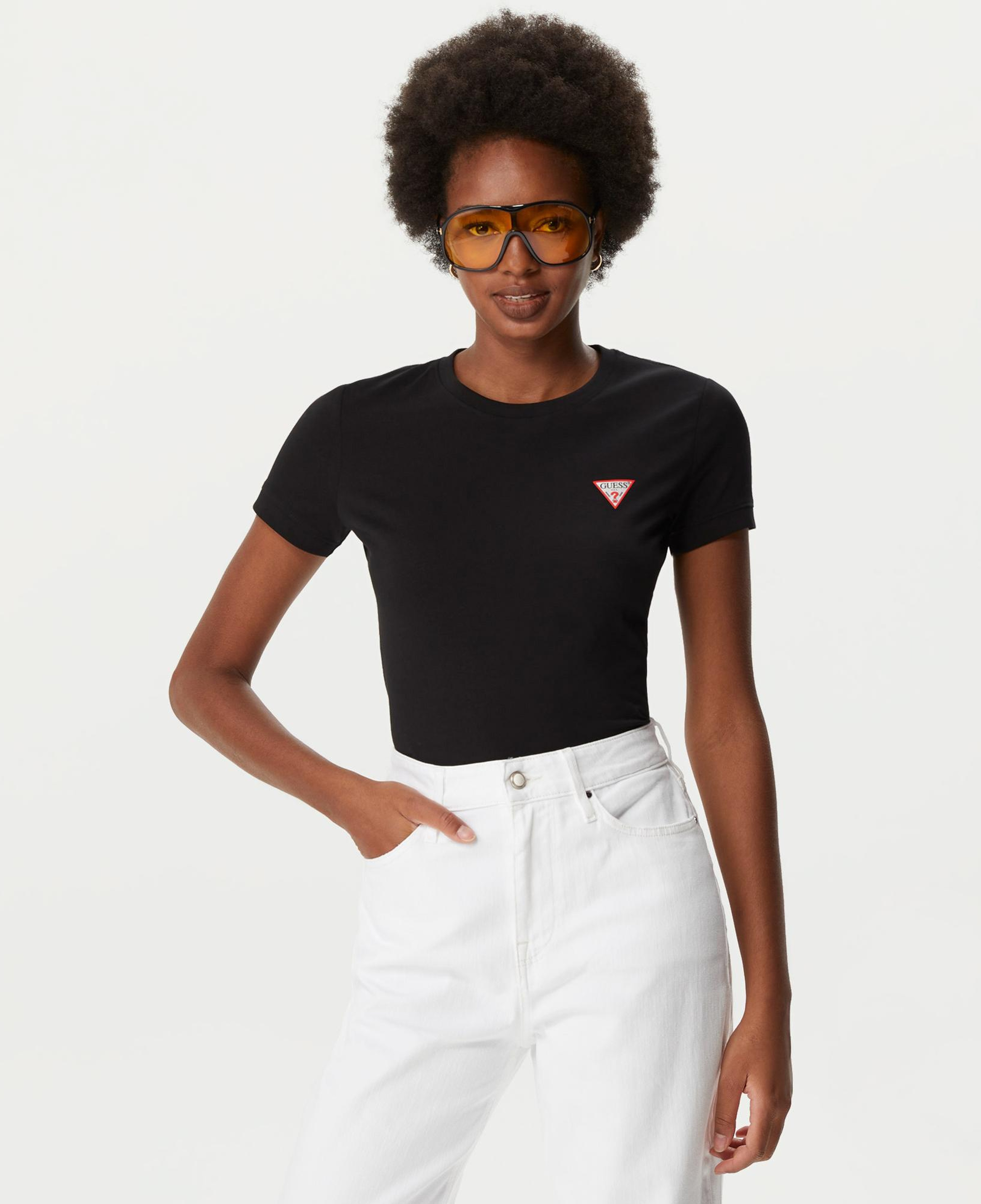 Guess Mini Triangle Kadın Siyah T-Shirt