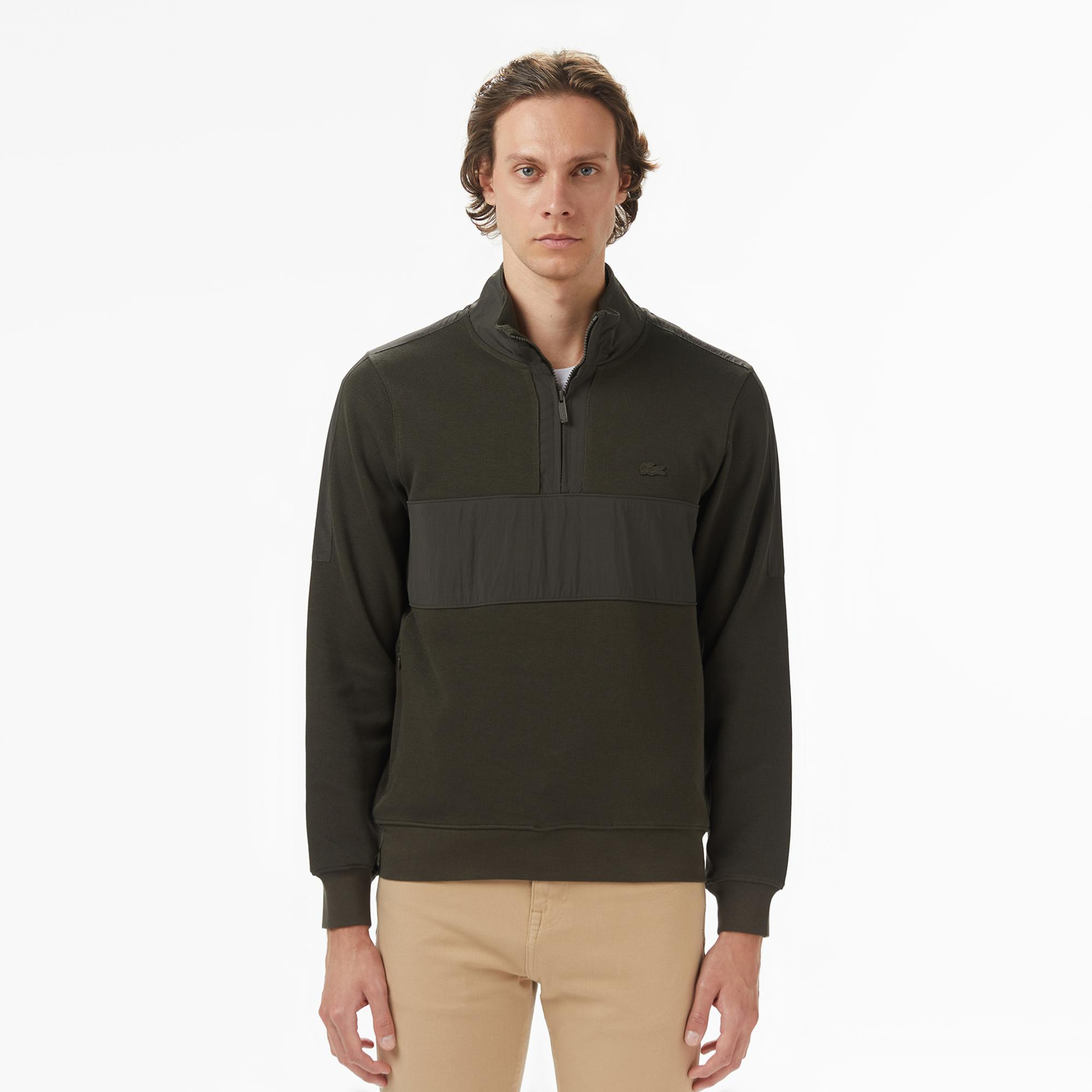 Lacoste Erkek Classic Fit Yarım Fermuarlı Haki Sweatshirt