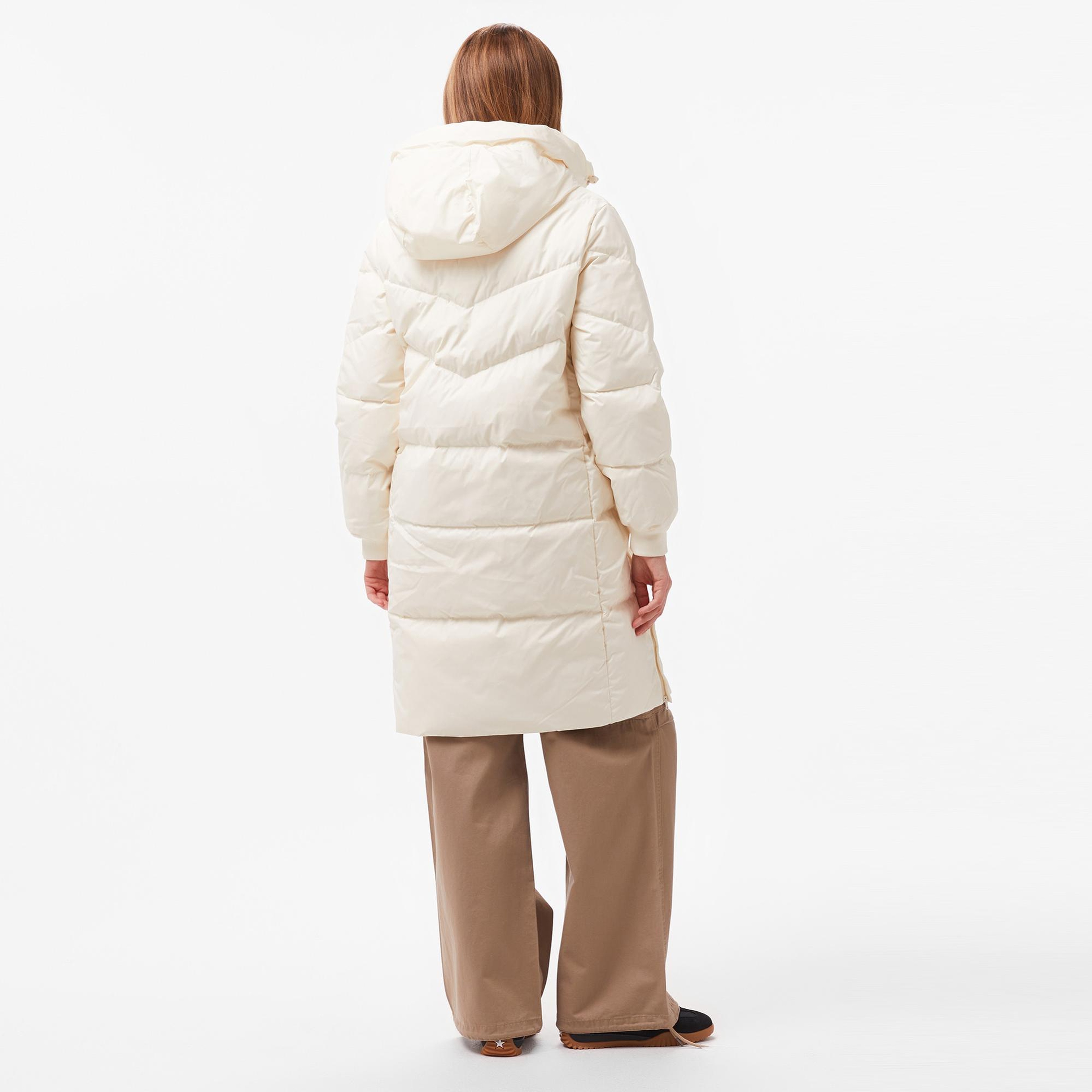 Converse Kadın Kapüşonlu Krem Şişme Mont